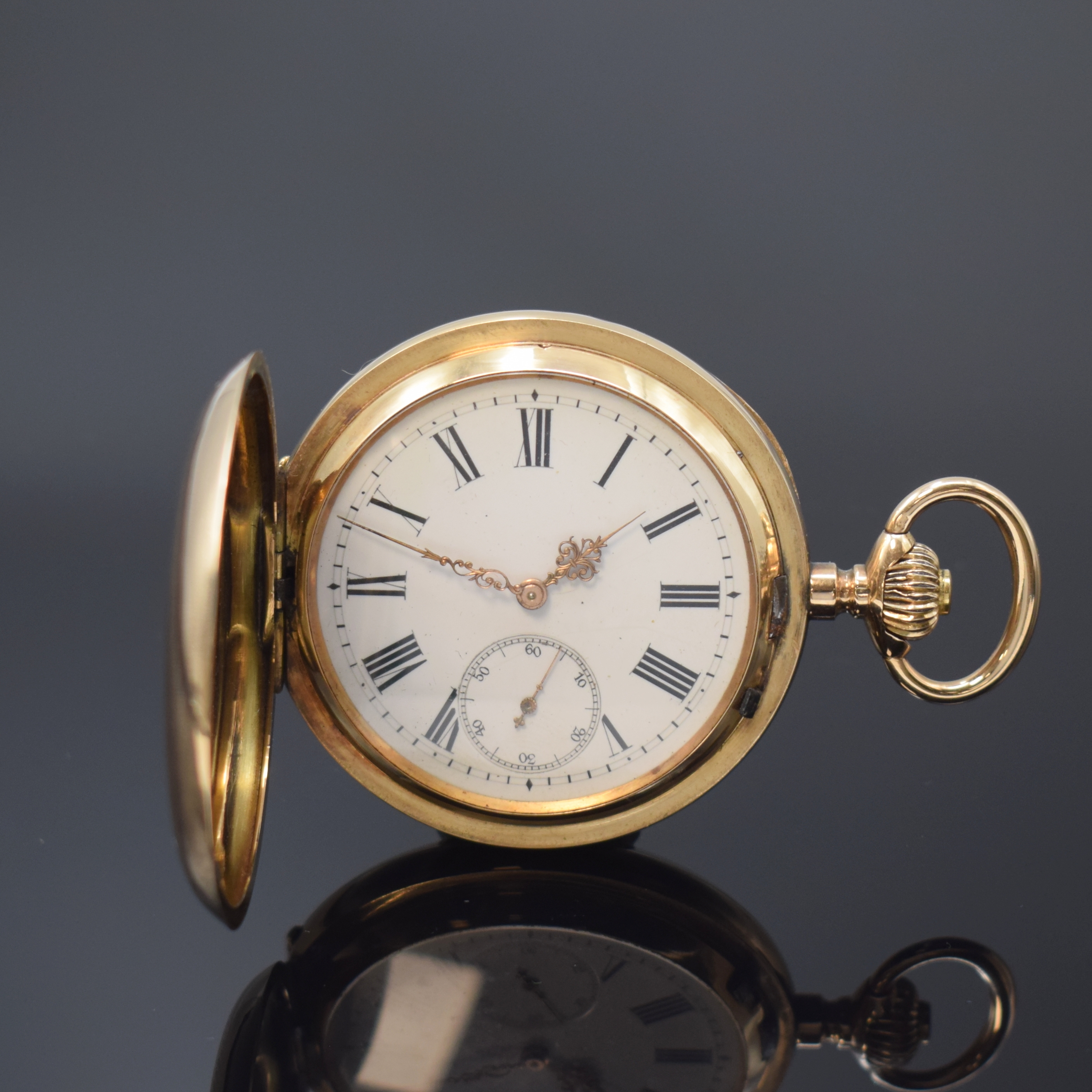 SYSTEME GLASHÜTTE Herrensavonette in GG 585/000, Schweiz um 1910, guill. 3-Deckel- Goldgeh. sign. L.U.C dell., Sprungdeckel m. Monogramm, ...