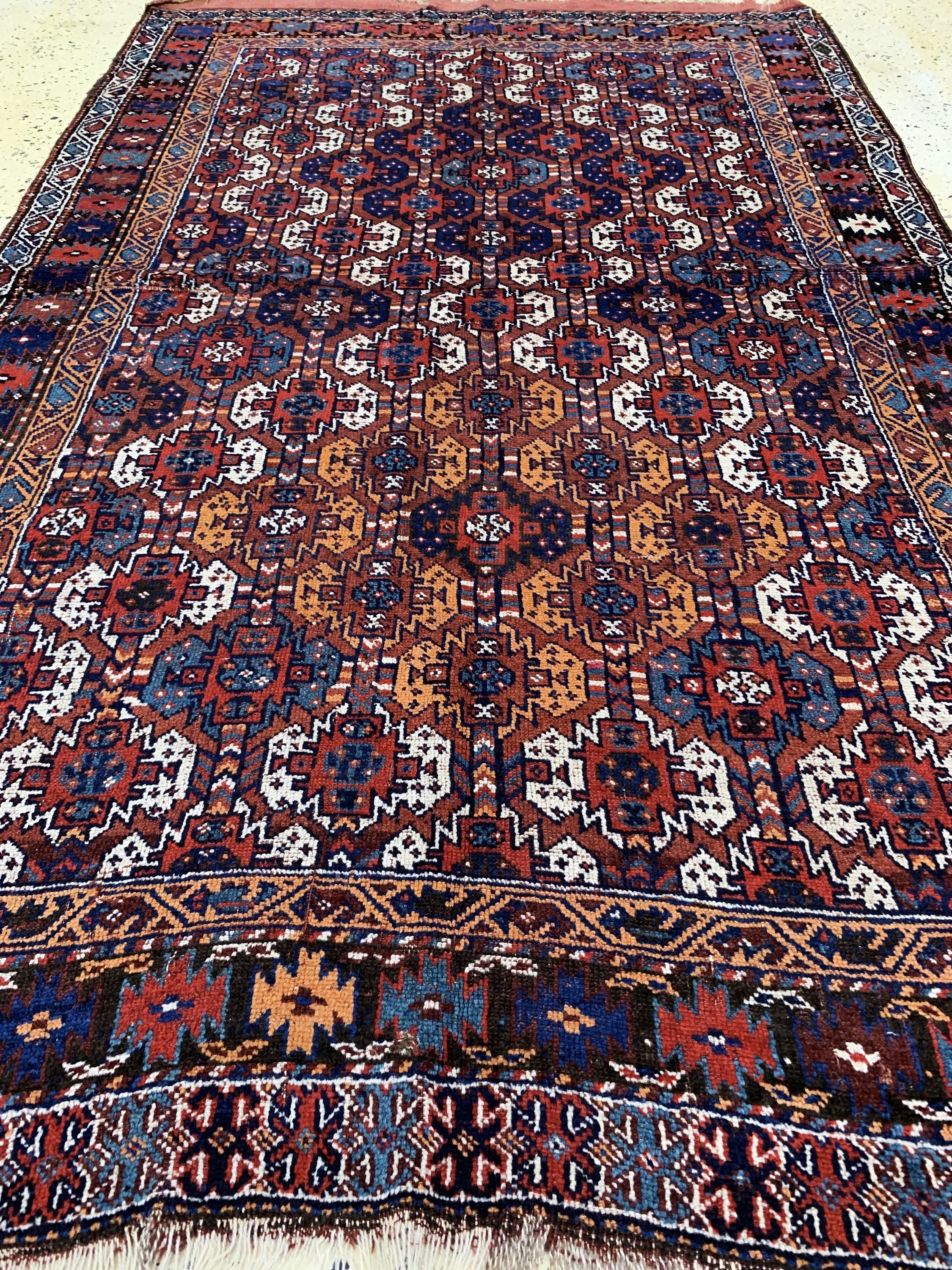 Detail d: Khorasan Kordi antik, Persien, um 1900, Wolle auf Wolle, ca. 214 x 130 cm, EHZ: 4, (restauriert)