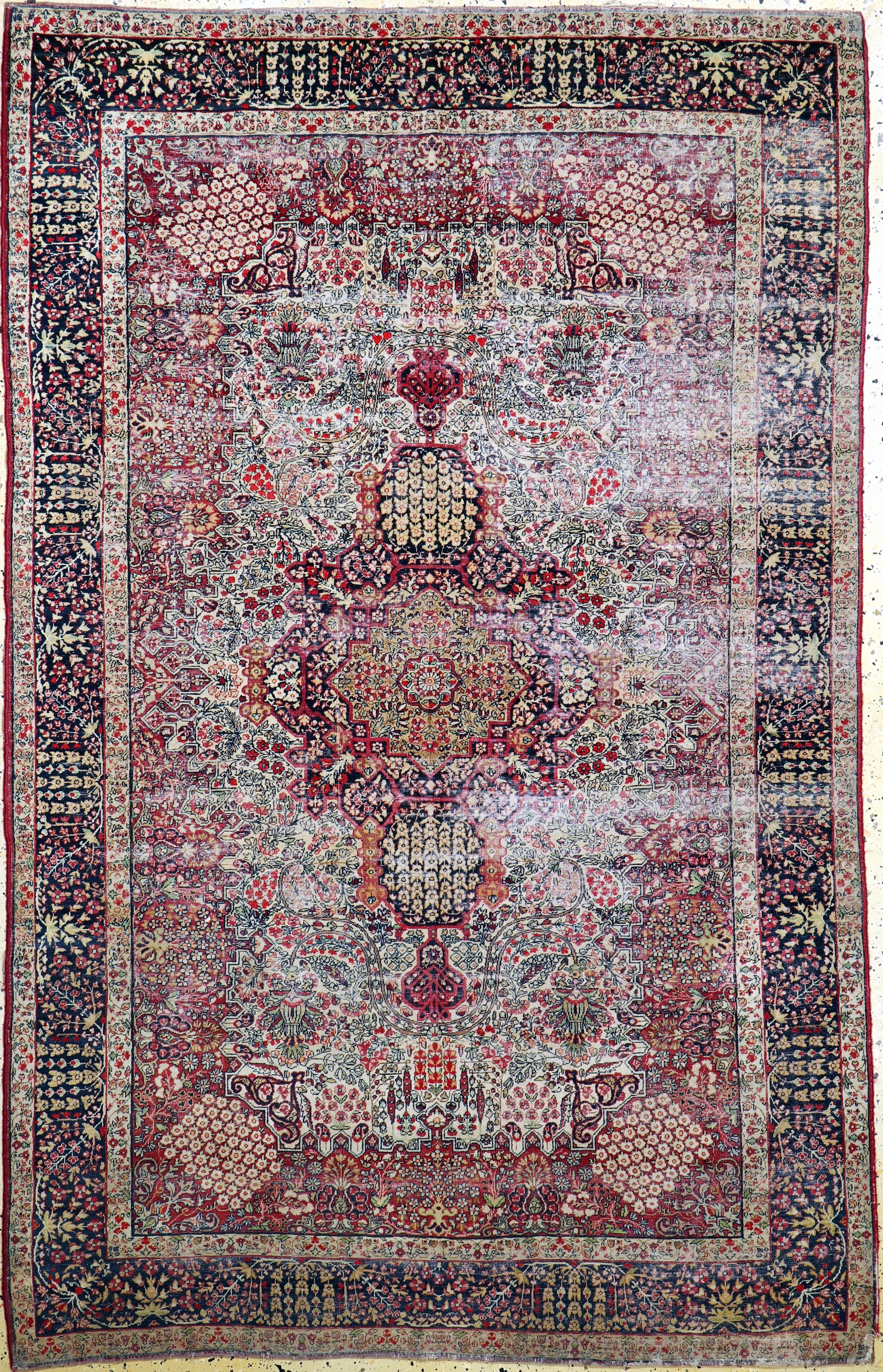 Kerman"Lawar"antik, Persien, 19.Jhd, Wolle auf Baumwolle, ca. 212 x 137 cm, EHZ: 4