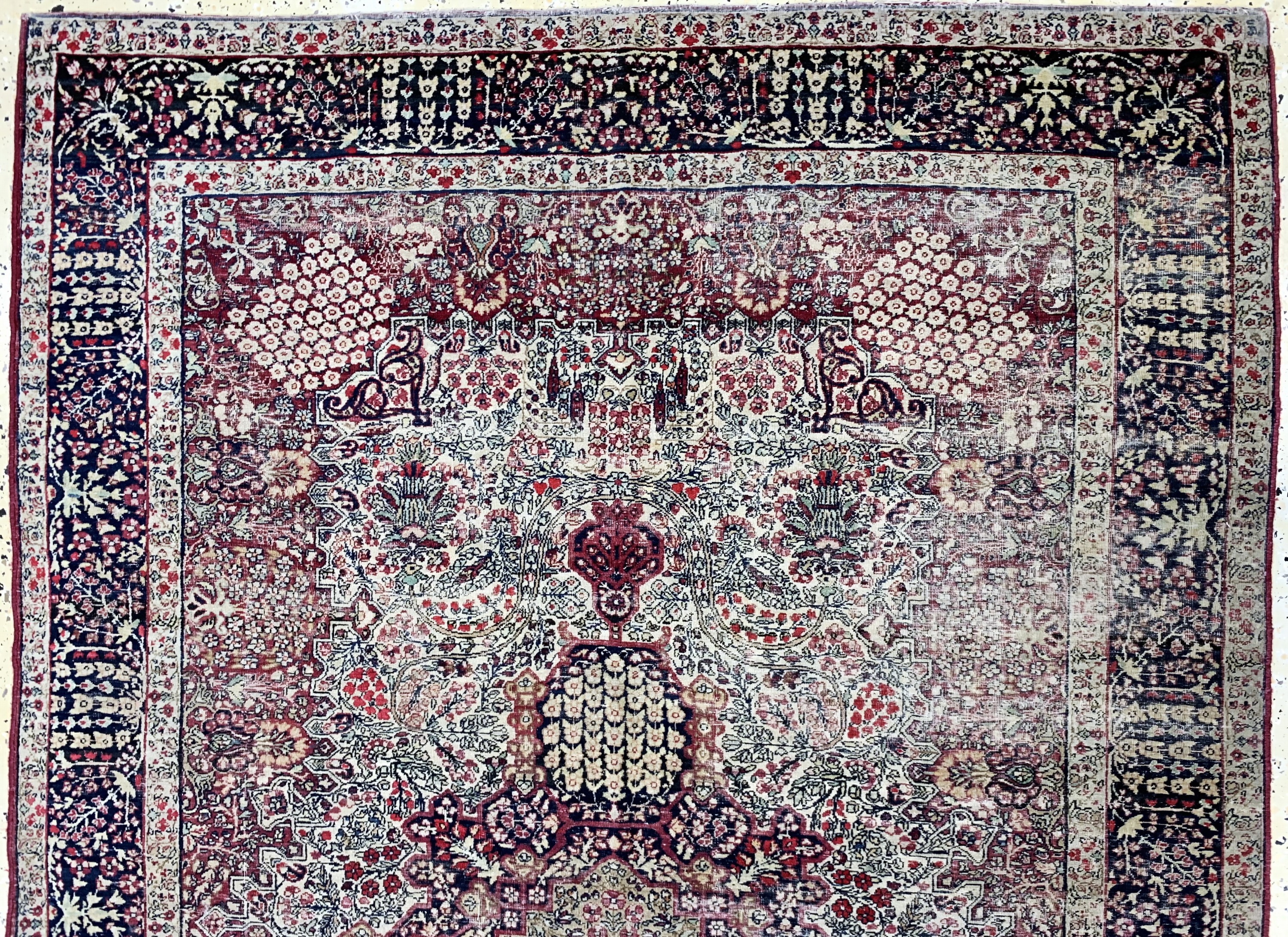 Detail a: Kerman"Lawar"antik, Persien, 19.Jhd, Wolle auf Baumwolle, ca. 212 x 137 cm, EHZ: 4
