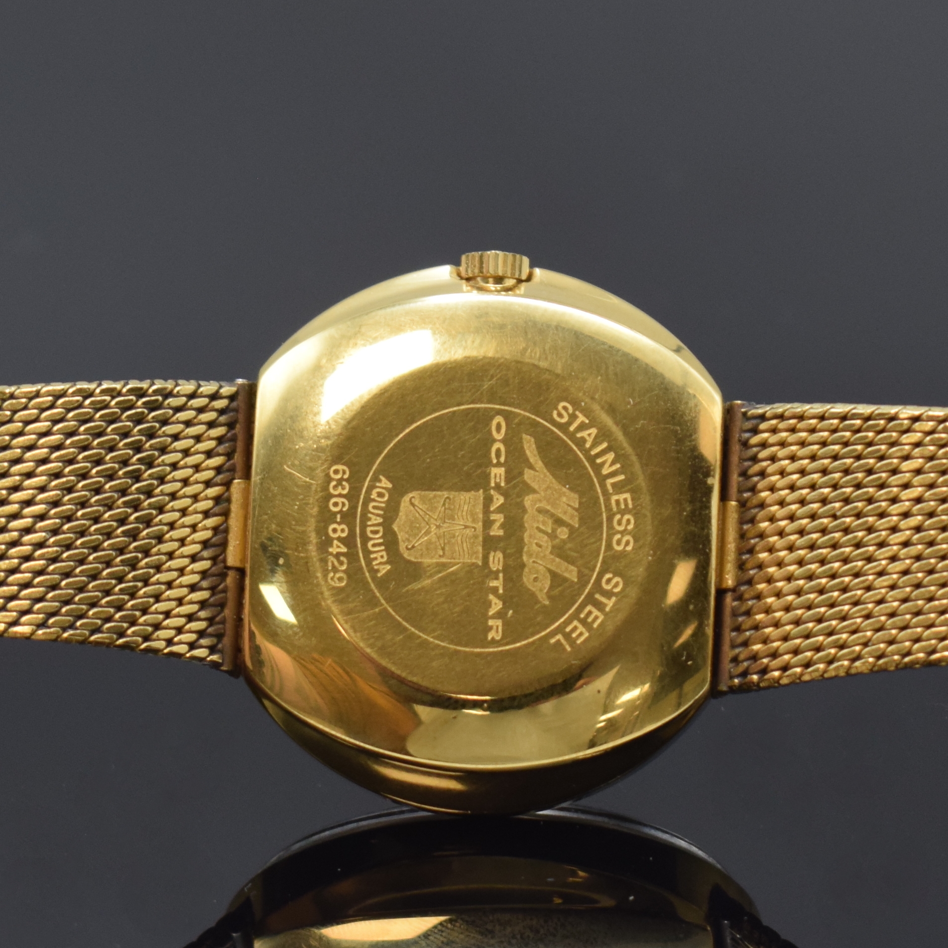 Detail d: MIDO Ocean Star datoday Commander Referenz 636-8429 Herrenarmbanduhr, Schweiz um 2005, Automatik, verg. Monocoque-Geh., verg. Milanaise-Band (L. ...