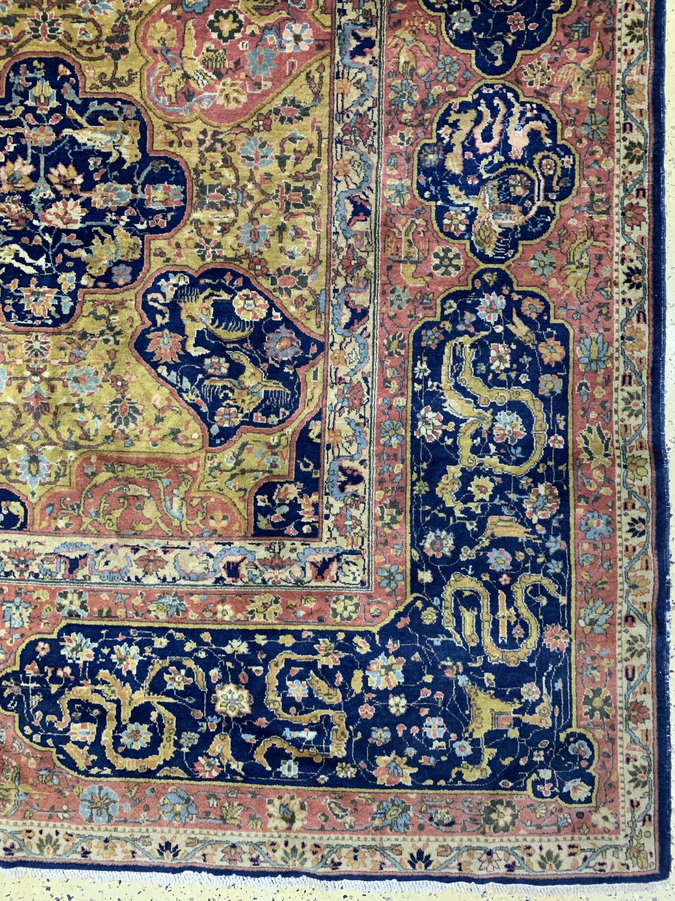 Detail a: Nordindischer Teppich, "Safawiden Design", um 1900, Wolle auf Baumwolle, ca. 606 x 364 cm , EHZ: 2(ähnliches Stück siehe Christis London ...