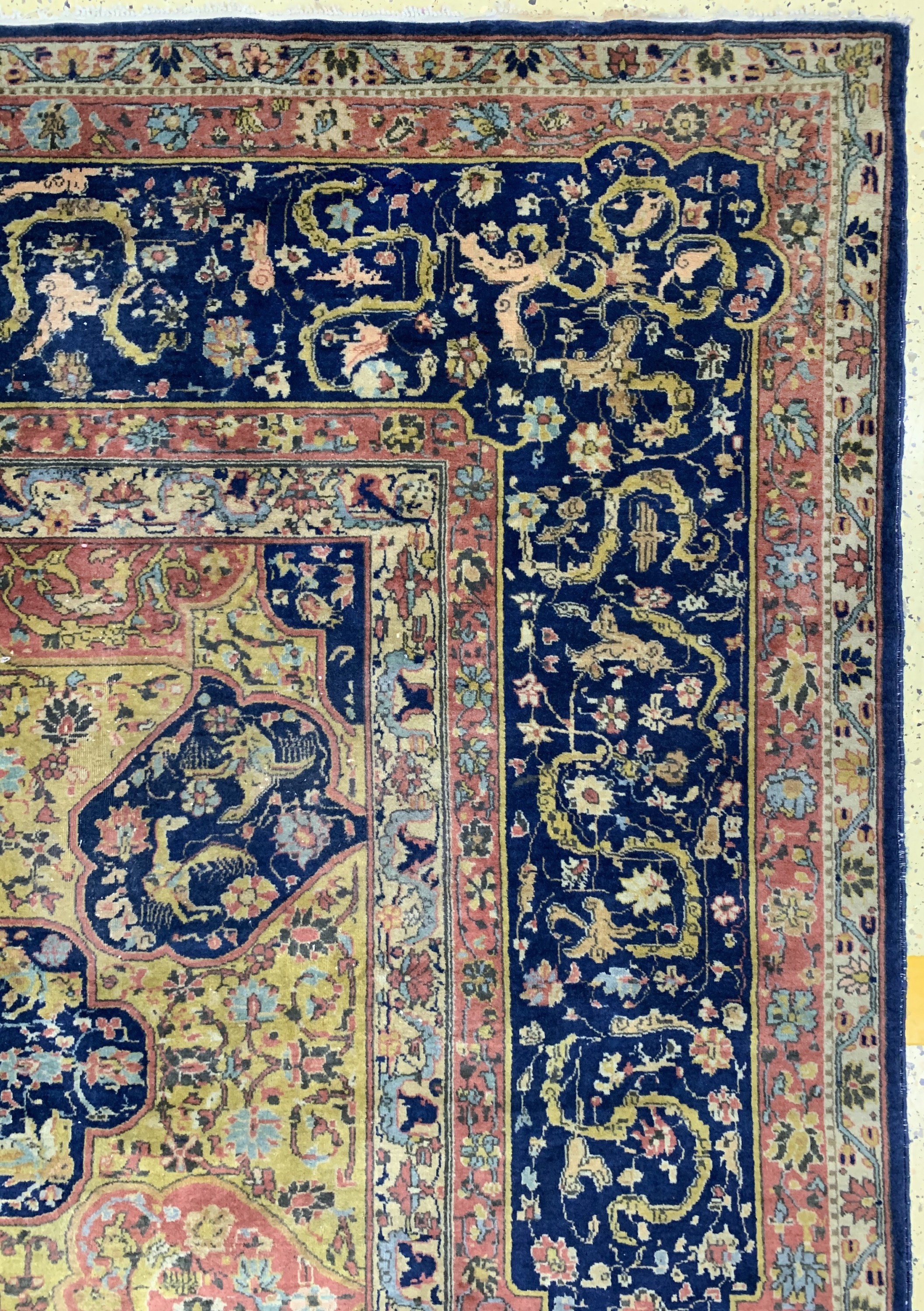 Detail g: Nordindischer Teppich, "Safawiden Design", um 1900, Wolle auf Baumwolle, ca. 606 x 364 cm , EHZ: 2(ähnliches Stück siehe Christis London ...