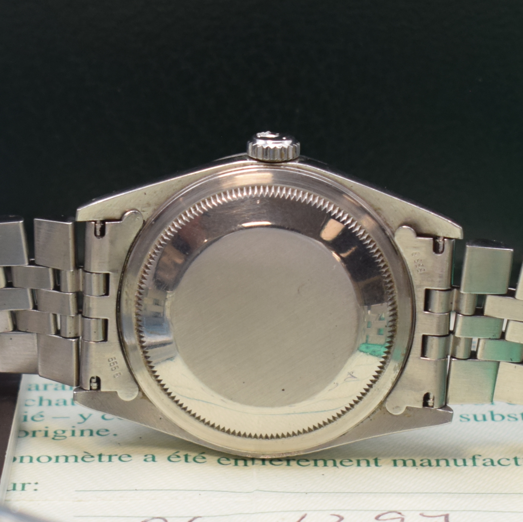 Detail d: ROLEX Oyster Perpetual Datejust Armbanduhr Referenz 16220, Schweiz verk. lt. beil. Pap. 12/1997, Automatik, verschr. Geh. inkl. orig. Jubileeband m. ...