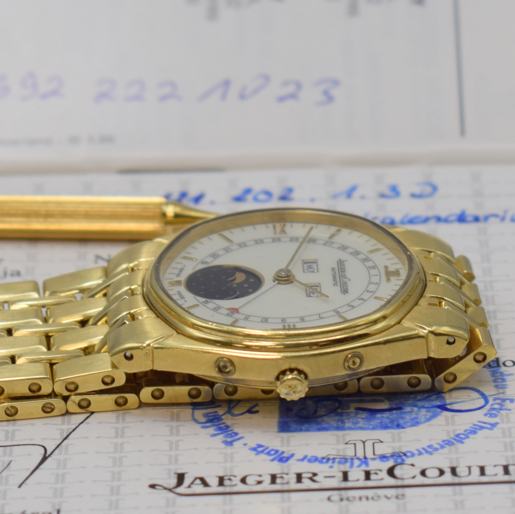 Detail c: Jaeger-LeCoultre Albatros seltene, schwere Herrenarmbanduhr in GG 750/000 mit Vollkalender Referenz 121.202.1.3D, Automatik, tonneauförm. Gehäuse ...