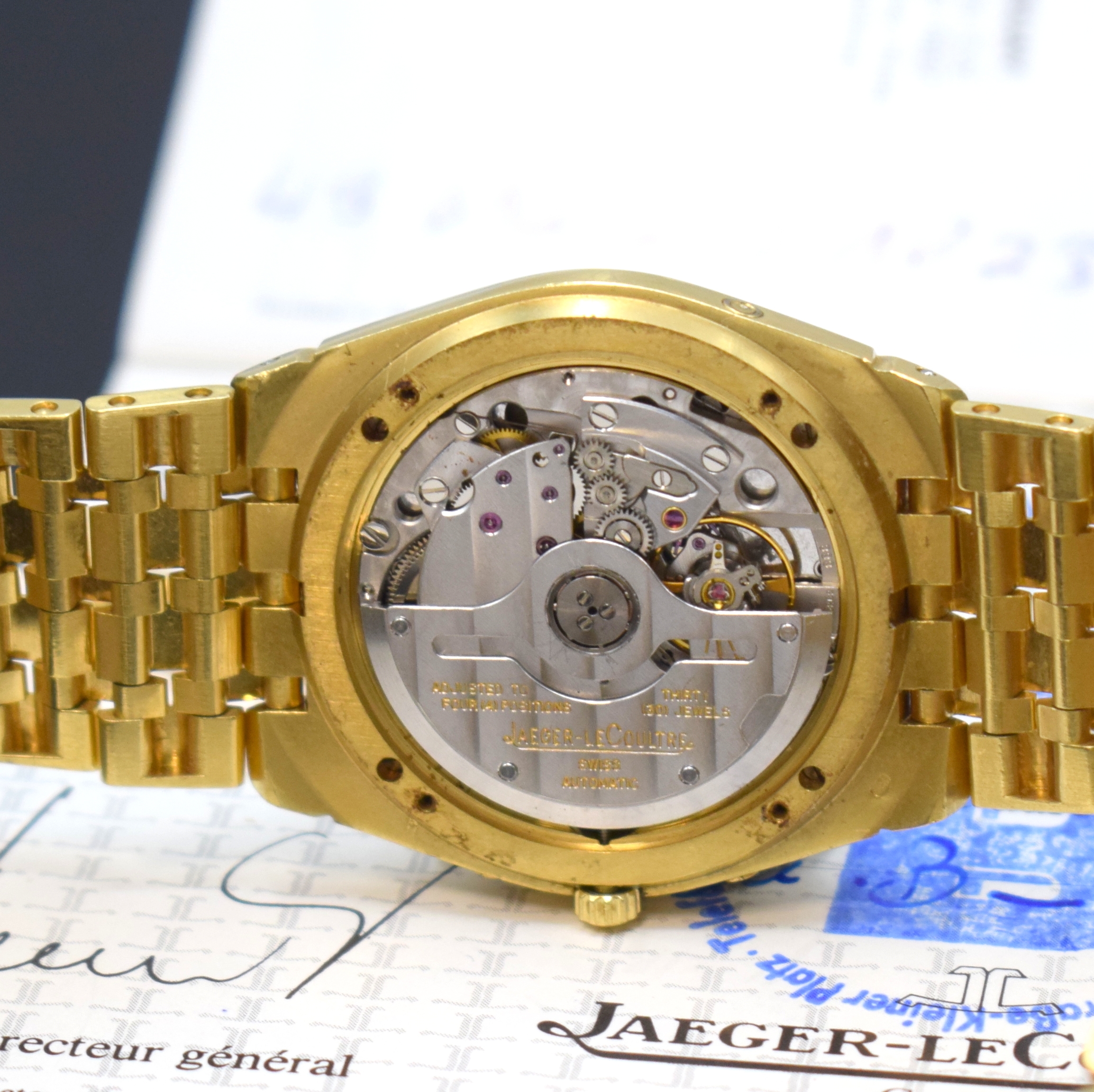 Detail g: Jaeger-LeCoultre Albatros seltene, schwere Herrenarmbanduhr in GG 750/000 mit Vollkalender Referenz 121.202.1.3D, Automatik, tonneauförm. Gehäuse ...