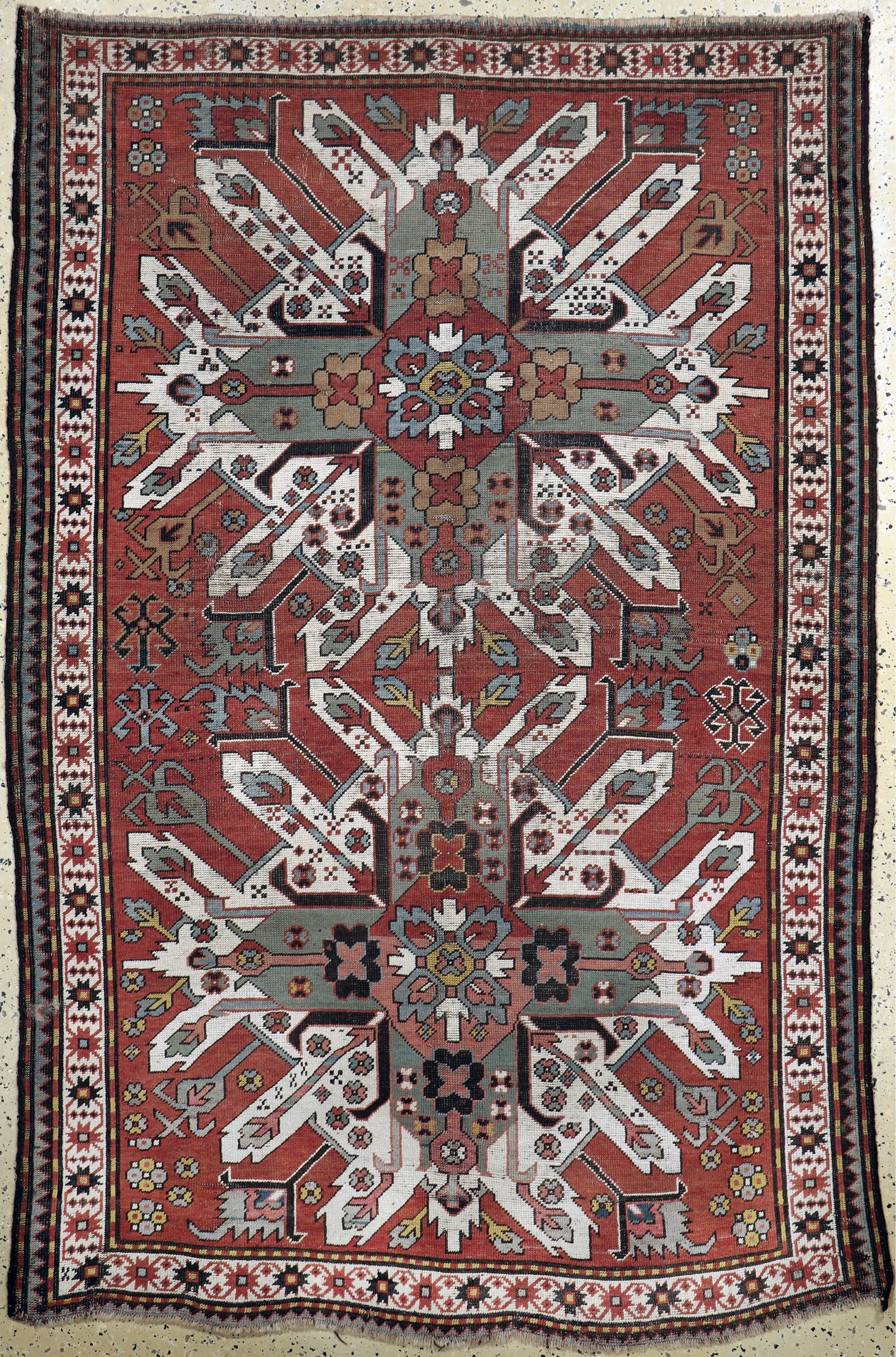 Tschelaberd"Adler-Kazak"antik, Kaukasus, 19.Jhd, Wolle auf Wolle, ca. 225 x 148 cm, EHZ: 3