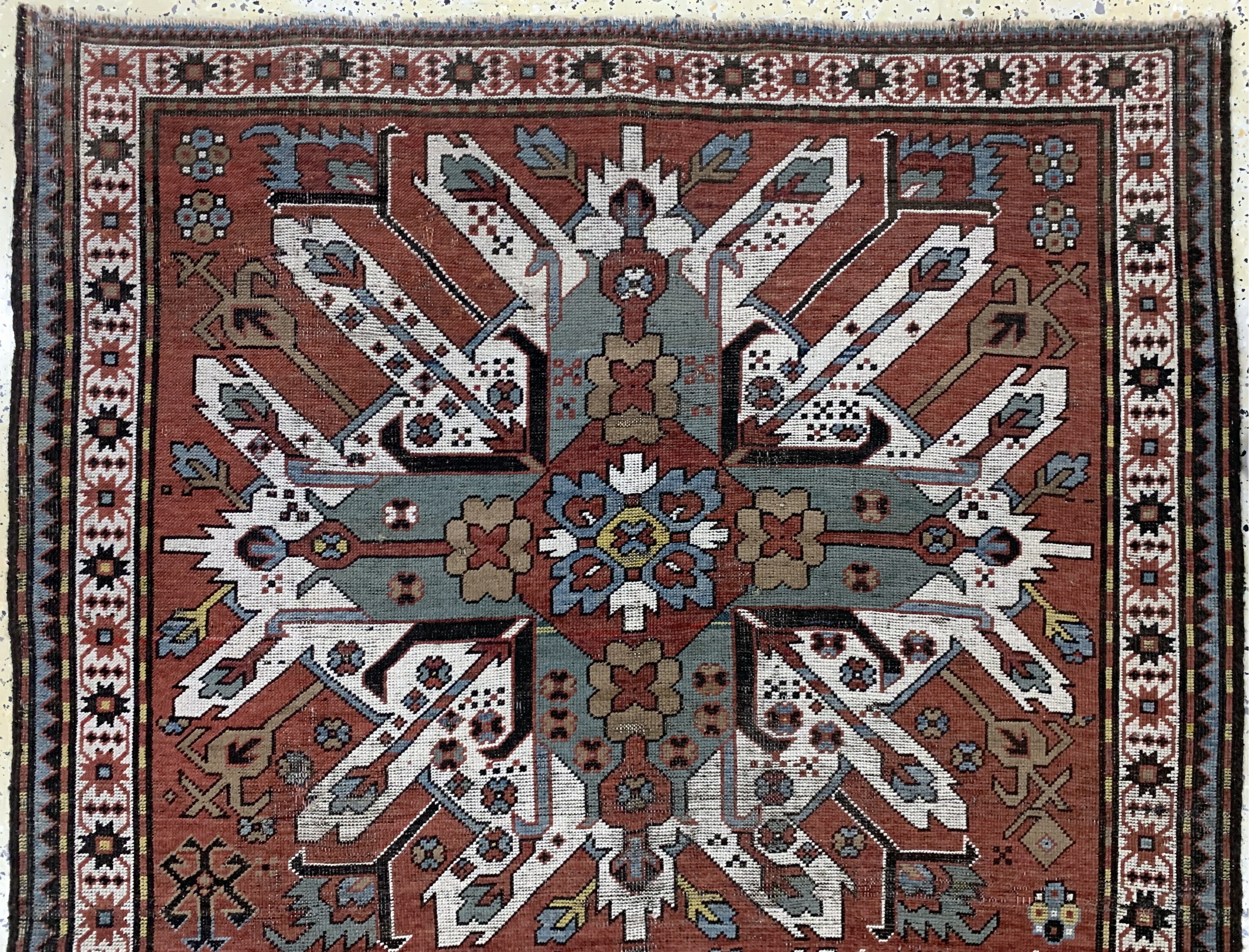 Detail a: Tschelaberd"Adler-Kazak"antik, Kaukasus, 19.Jhd, Wolle auf Wolle, ca. 225 x 148 cm, EHZ: 3