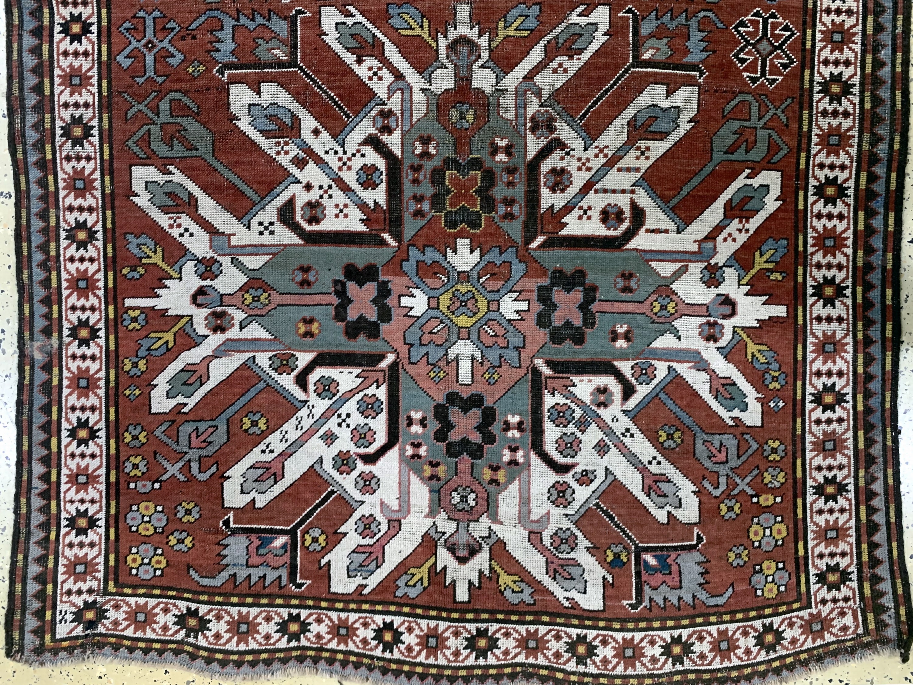 Detail b: Tschelaberd"Adler-Kazak"antik, Kaukasus, 19.Jhd, Wolle auf Wolle, ca. 225 x 148 cm, EHZ: 3