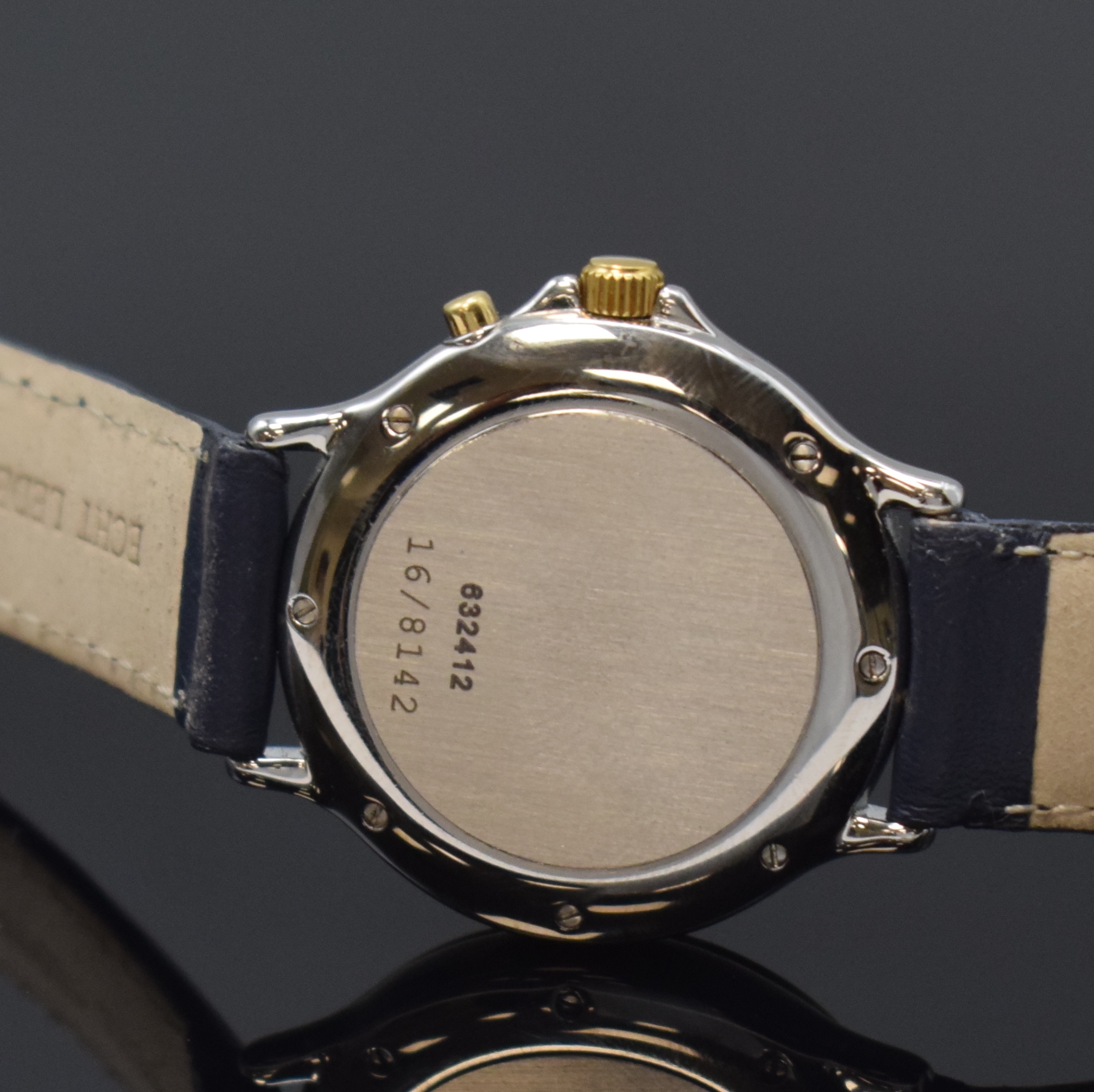 Detail c: CHOPARD Mille Miglia Damenarmbanduhr mit Chronograph in Stahl/Gold Referenz 16/8142, Schweiz um 2000, quarz, Boden 7-fach verschr., Lünette aufw. m. ...