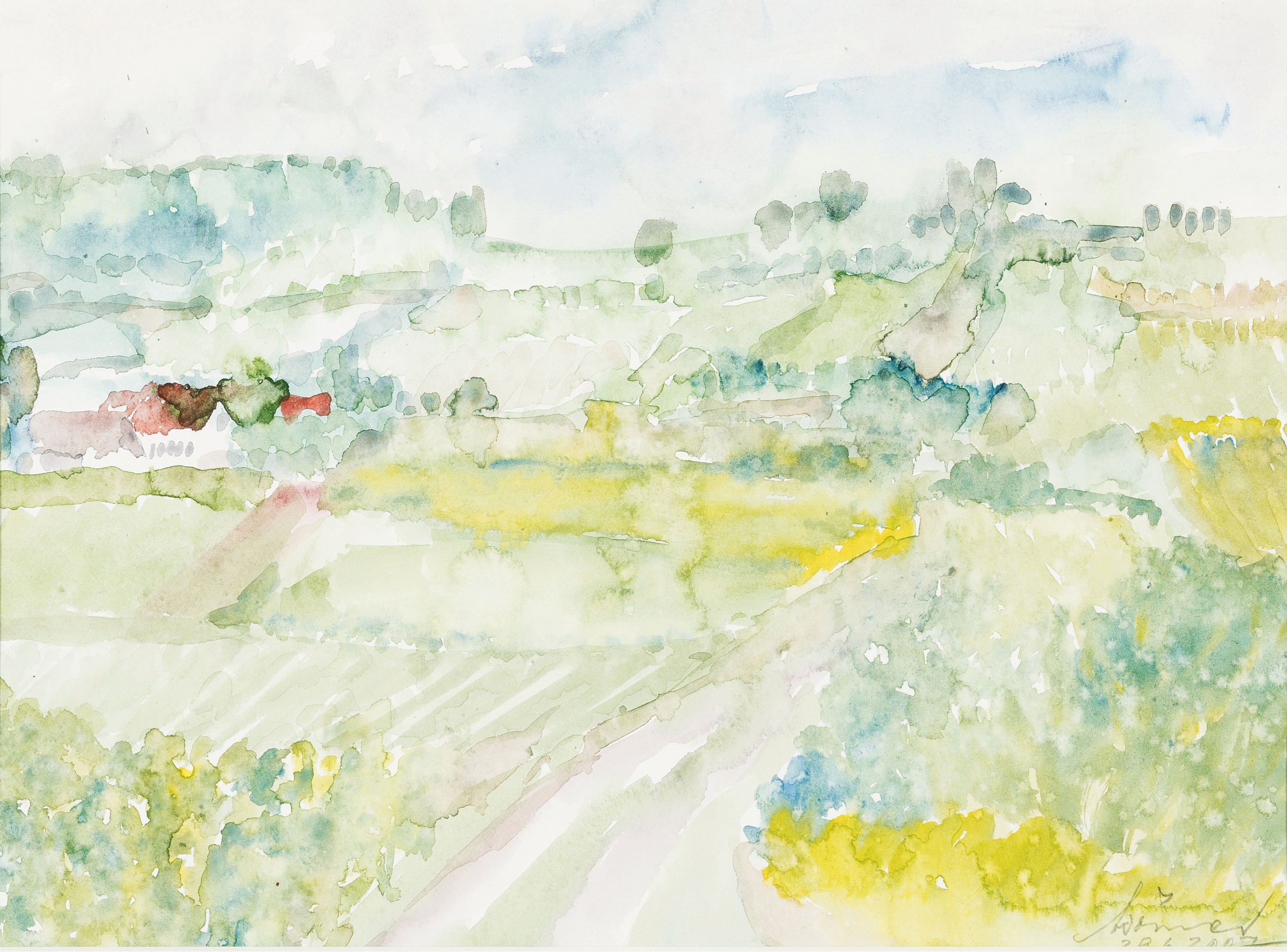 Willi Woerner, 1931 Ludwigshafen-2014 Oggersheim, Aquarellist und Illustrator, Aquarell, sommerliche Haardtlandschaft, 2007, handsigniert, unter PP ...