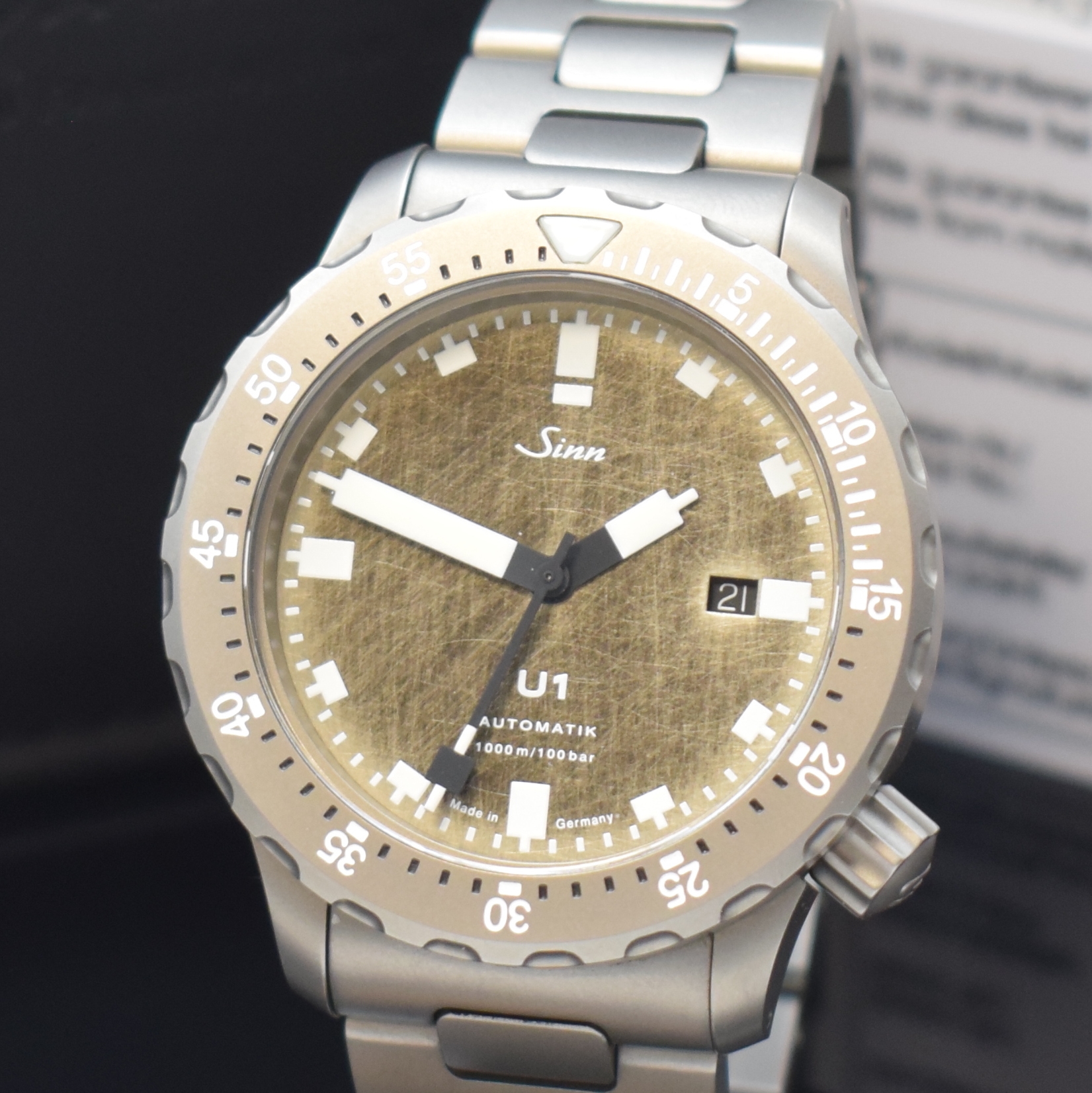 Detail a: SINN U1 auf 500 Stück limitierte Herrenarmbanduhr, Deutschland verk. lt. beil. Pap. 03/2021, Automatik, matt. U-Boot- Stahlgeh. inkl. orig. ...