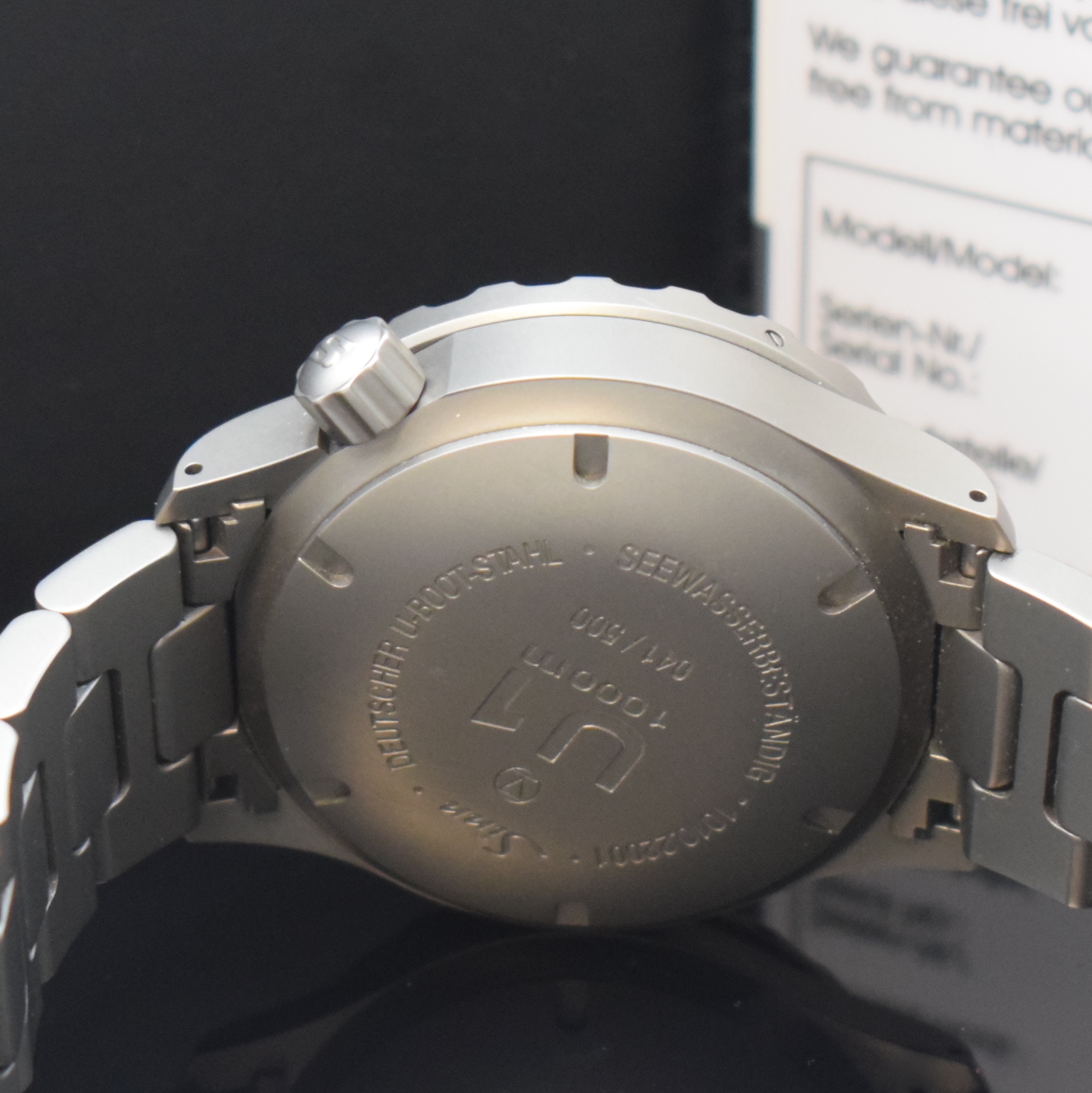 Detail d: SINN U1 auf 500 Stück limitierte Herrenarmbanduhr, Deutschland verk. lt. beil. Pap. 03/2021, Automatik, matt. U-Boot- Stahlgeh. inkl. orig. ...