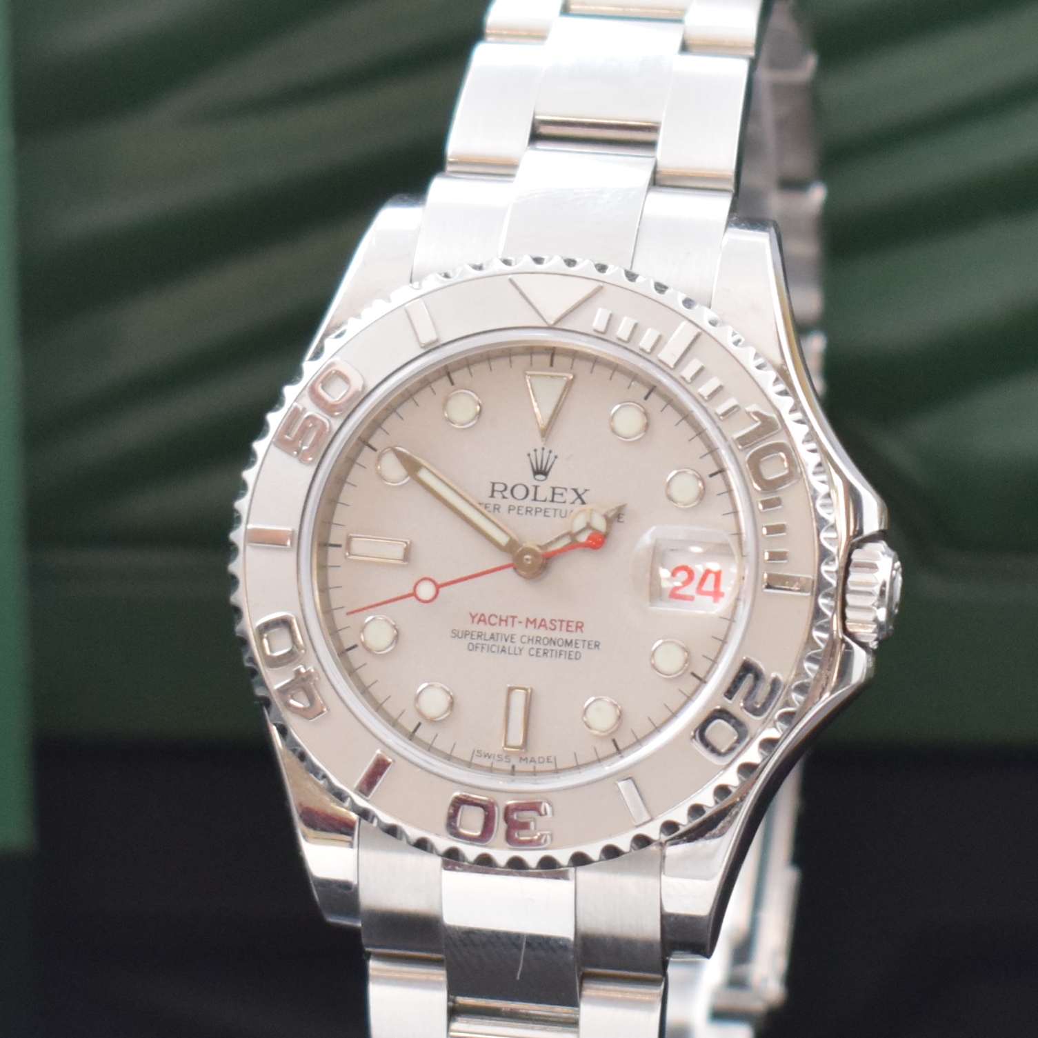 Detail a: ROLEX Oyster Perpetual Date Yacht-Master Mediumarmbanduhr Referenz 168622, Automatik, V-Serie, LC 100, Chronometer der Superlative in Edelstahl und ...