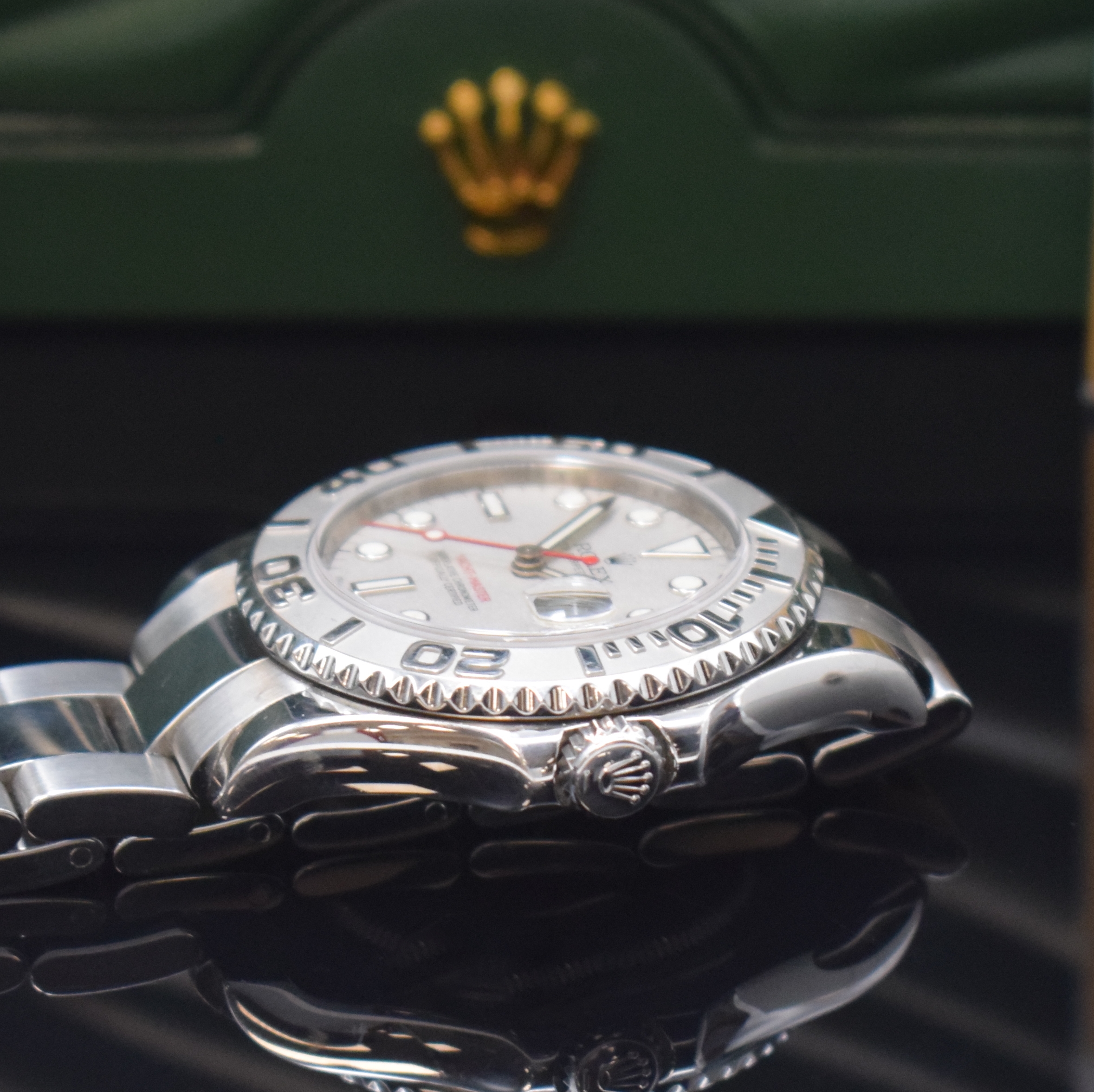 Detail d: ROLEX Oyster Perpetual Date Yacht-Master Mediumarmbanduhr Referenz 168622, Automatik, V-Serie, LC 100, Chronometer der Superlative in Edelstahl und ...