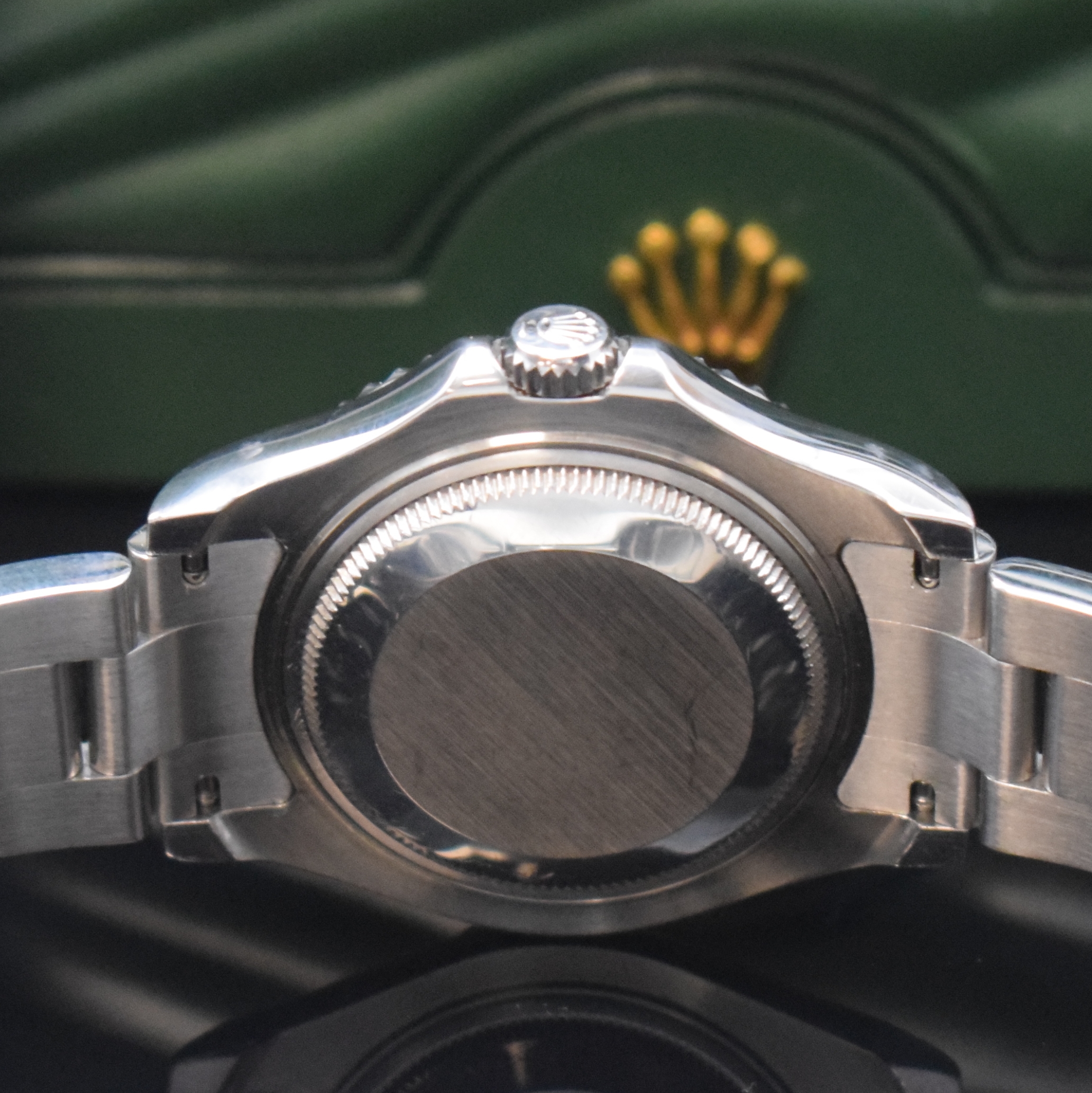 Detail e: ROLEX Oyster Perpetual Date Yacht-Master Mediumarmbanduhr Referenz 168622, Automatik, V-Serie, LC 100, Chronometer der Superlative in Edelstahl und ...