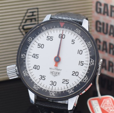 26869948a - HEUER Military sehr seltene Armband-Stoppuhr als Full-Set, Schweiz um 1969, Handaufzug, ...