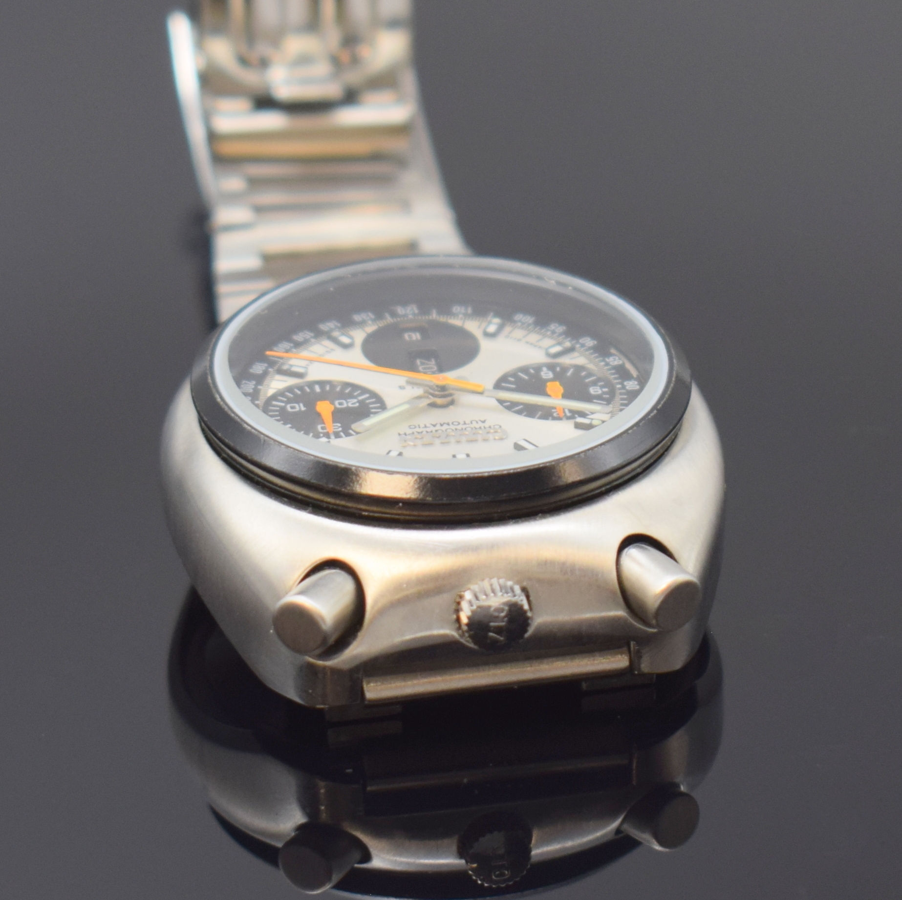 Detail c: CITIZEN Bull Head Armbandchronograph in Stahl Referenz 67-9011, Japan um 1975, Automatik, verschr. Edelstahlgeh. inkl. orig. Gliederband m. ...