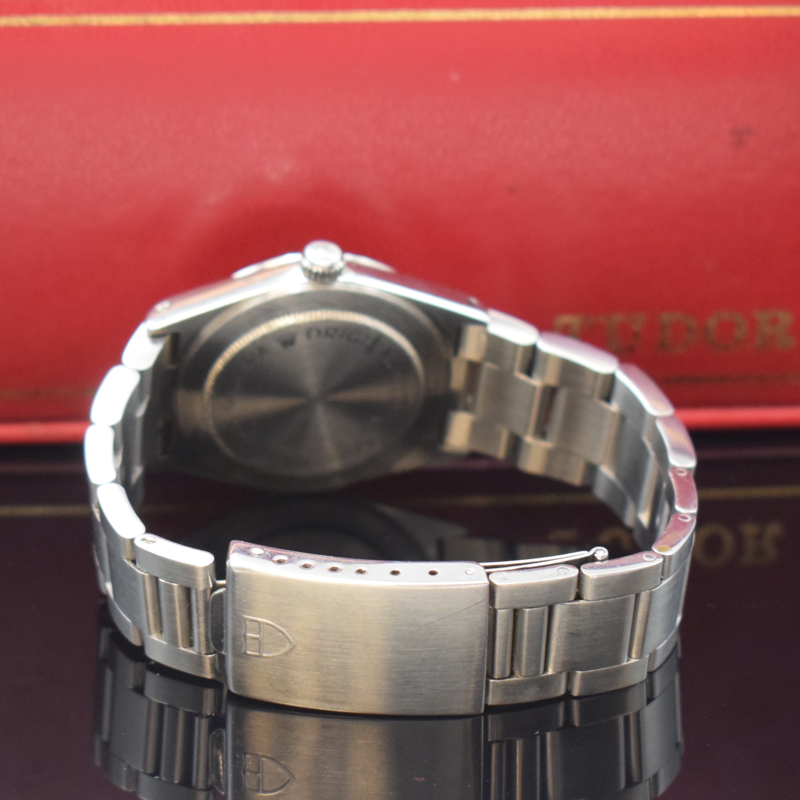 Detail b: TUDOR Armbanduhr Prince-Quartz Oysterdate Referenz 9150, Schweiz 1990er Jahre, Rolex Edelstahlgeh. inkl. Rolex/Tudor Oysterband m. Faltschl., Boden ...
