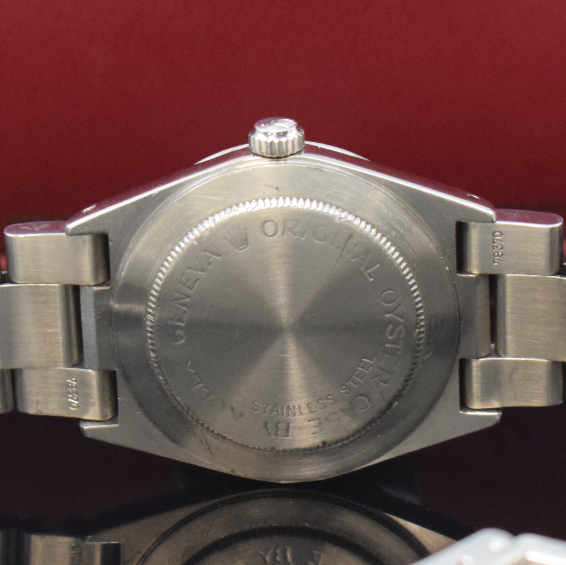 Detail d: TUDOR Armbanduhr Prince-Quartz Oysterdate Referenz 9150, Schweiz 1990er Jahre, Rolex Edelstahlgeh. inkl. Rolex/Tudor Oysterband m. Faltschl., Boden ...