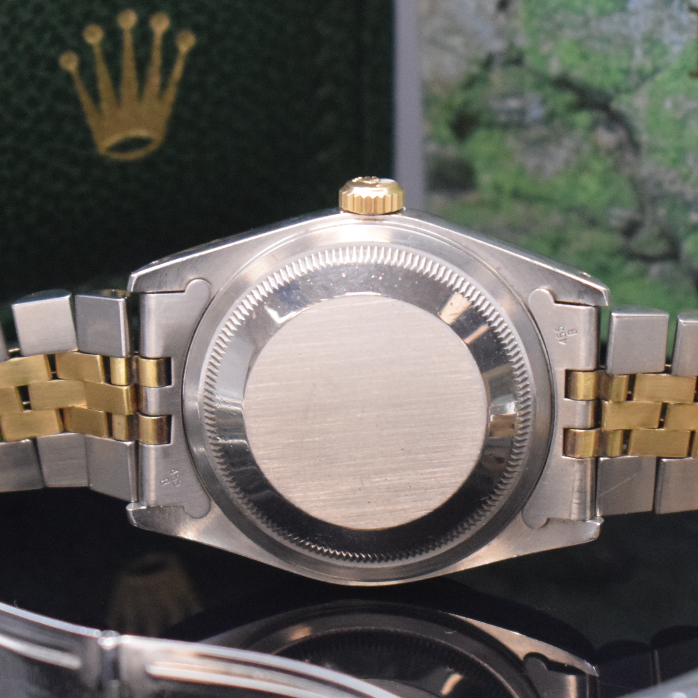 Detail e: ROLEX Herrenarmbanduhr Oyster Perpetual Datejust Referenz 16233, Schweiz um 1988, Automatik, R-Serie, Chronometer der Superlative in Edelstahl/Gold ...