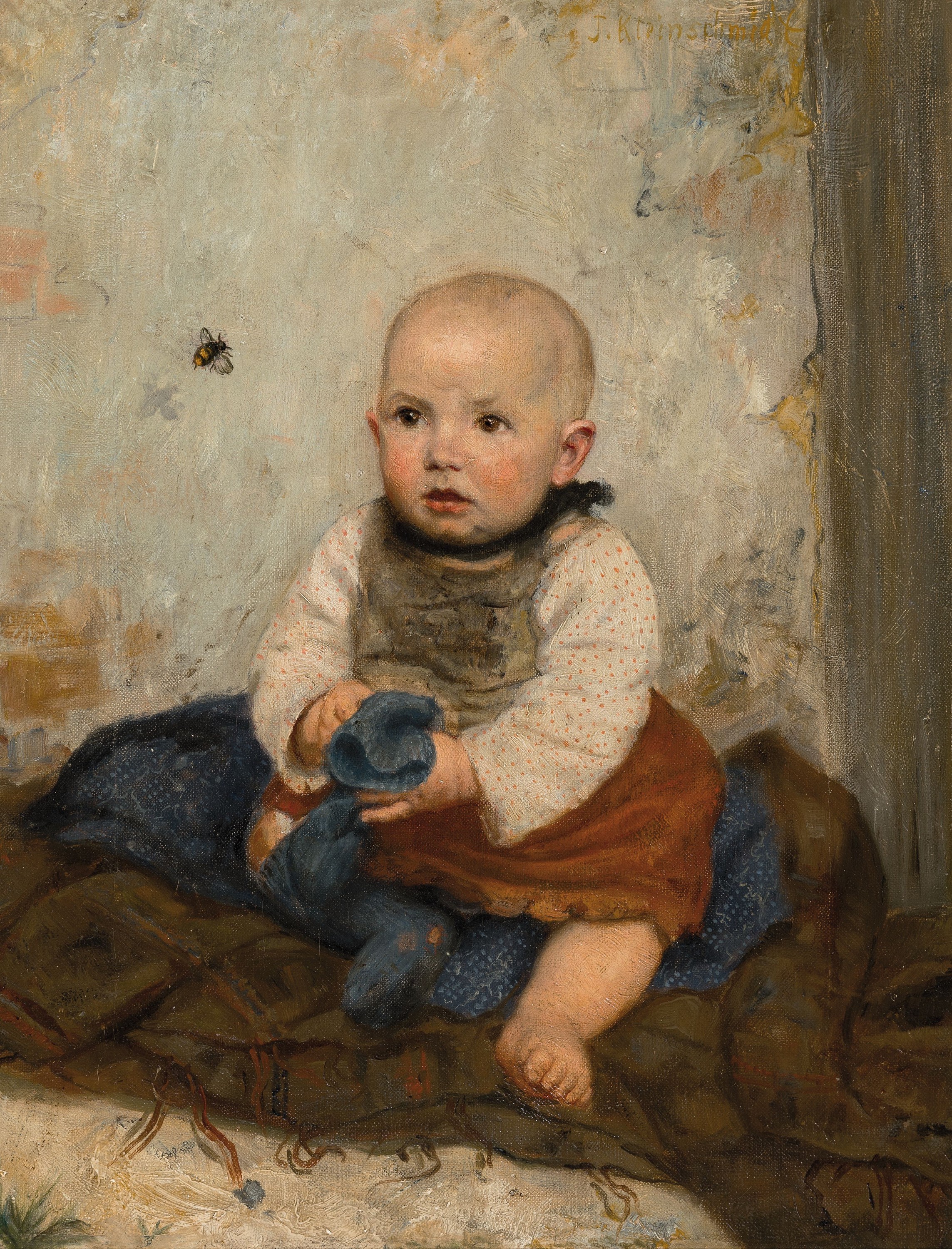 Johannes Kleinschmidt, 1858, Niederappenfeld bei Homburg - 1905 Reinhausen bei Göttingen, Studium in Kassel und München, Kinderporträt, Kleinkind ...
