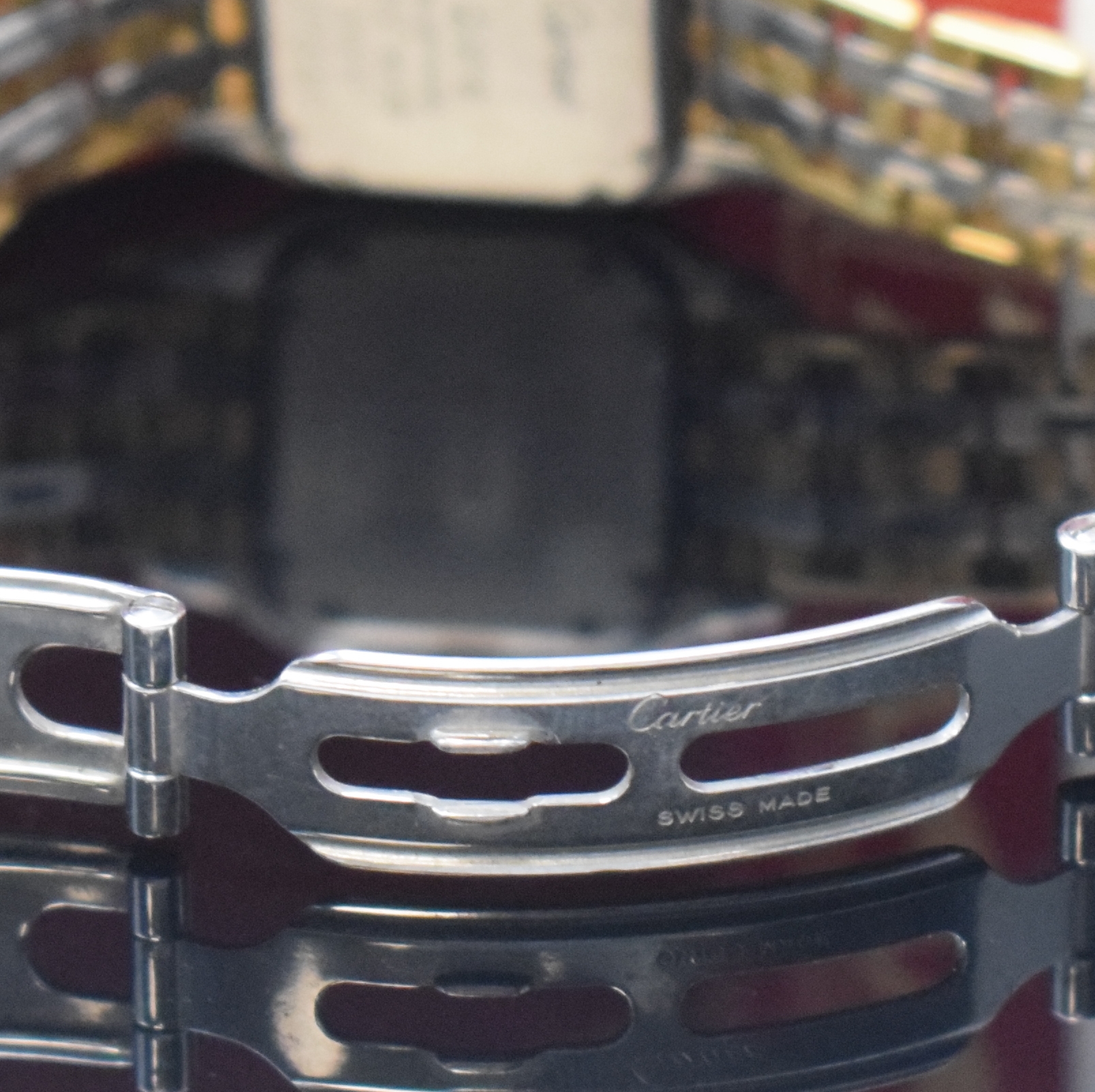 Detail b: CARTIER Panthere Damenarmbanduhr Referenz 166921, Edelstahl/Gold kombiniert inkl. Gliederband m. dopp. Faltschl., quarz, Boden 8-fach verschr., ...