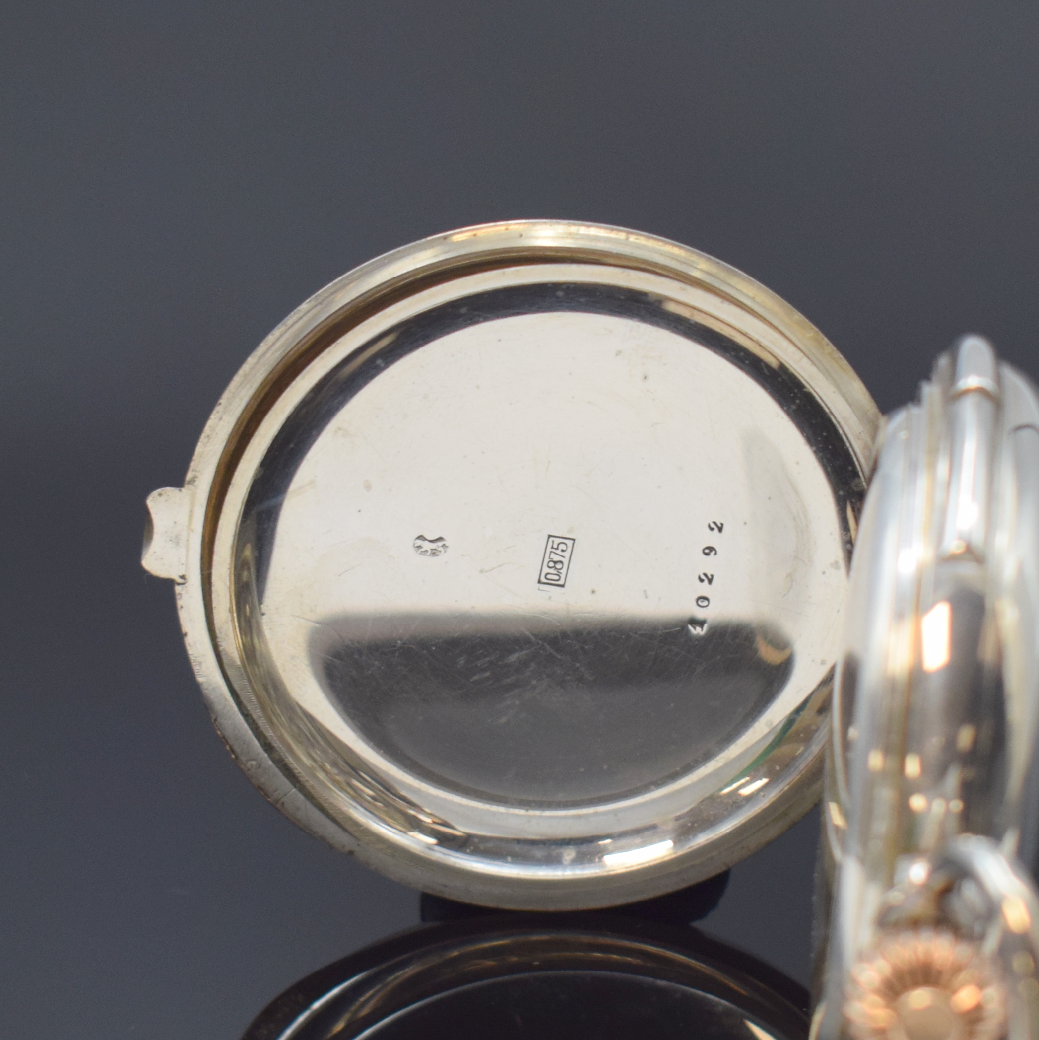 Detail f: CH. SUCHY & FILS schwere Herrensavonette mit Minutenrepetition in Silber, Schweiz um 1900, glattes Geh. m. à-goutte-Schlüssen, Schmuckmonogramm auf ...