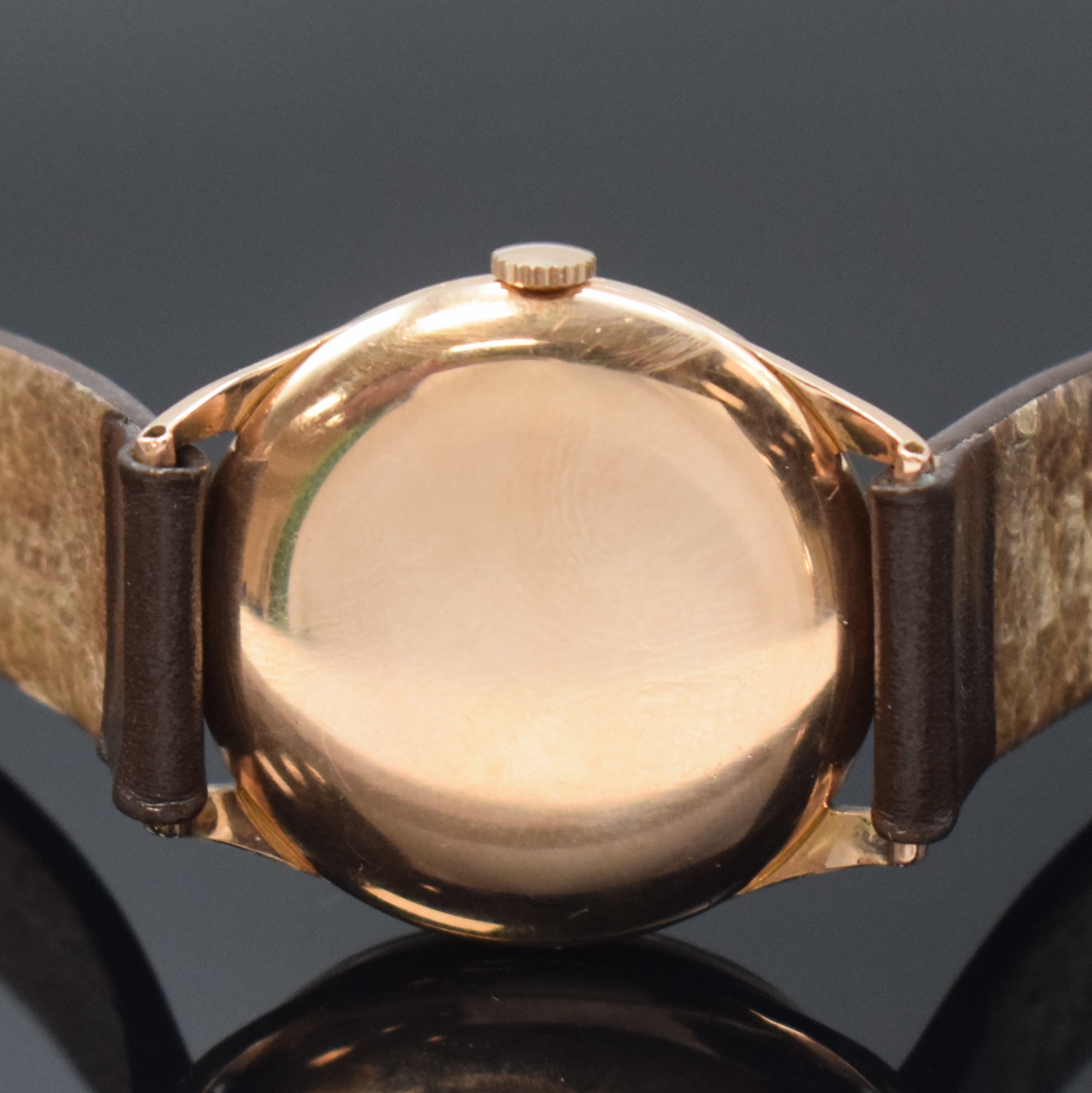 Detail c: ROLEX Chronometer Armbanduhr Referenz 4037 in RoseG 585/000, Schweiz um 1938, Handaufzug, 3-tlg. Geh., Boden u. Glasrand aufgedr., rosegold. ...