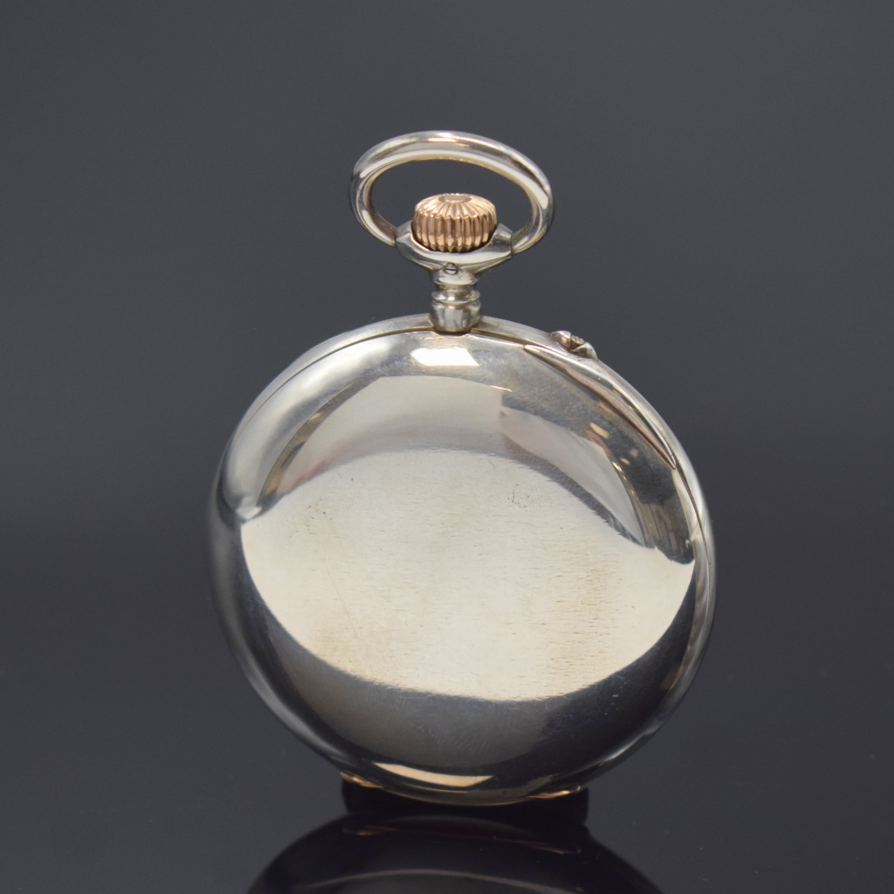 Detail a: A. LANGE & SÖHNE -DUF- offene Taschenuhr in Silber, Schweiz um 1915, glattes Geh., Goldscharniere, 2-tlg. Emailzifferbl. m. Breguetzahlen, kl. Sek. ...