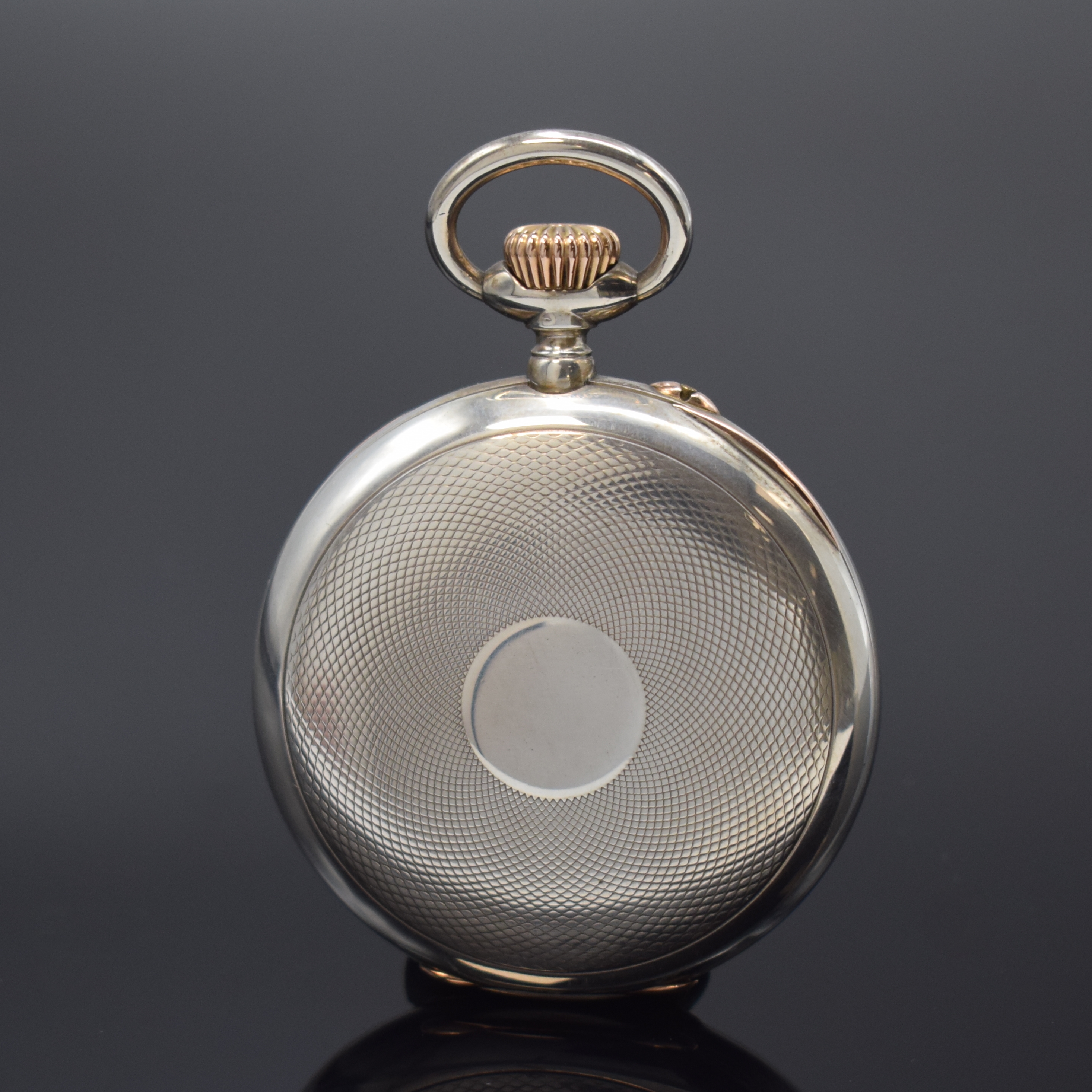 Detail a: J. ASSMANN Glashütte offene Taschenuhr in Silber, Deutschland um 1915, guill. Geh., Goldscharniere, 2-tlg. Emailzifferbl., kl. Sek. b. 6, gebl. ...