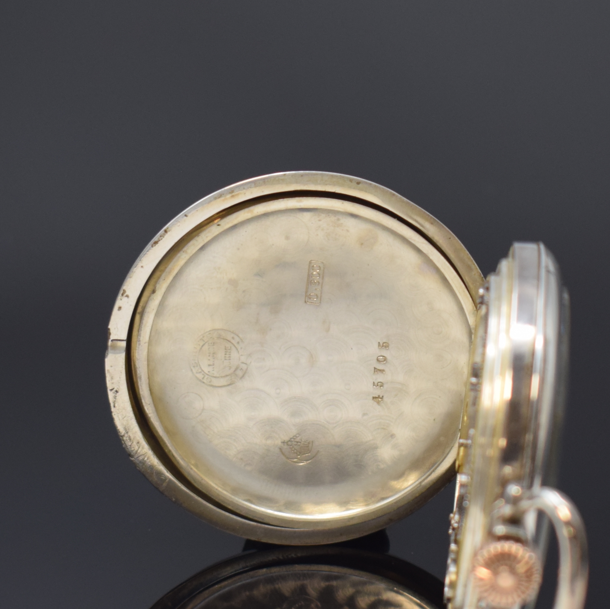 Detail d: A. LANGE & SÖHNE Glashütte offene Taschenuhr in Silber, Deutschland lt. beiliegendem Archivauszug verk. 1903, glattes "Breguet"- Geh. ...