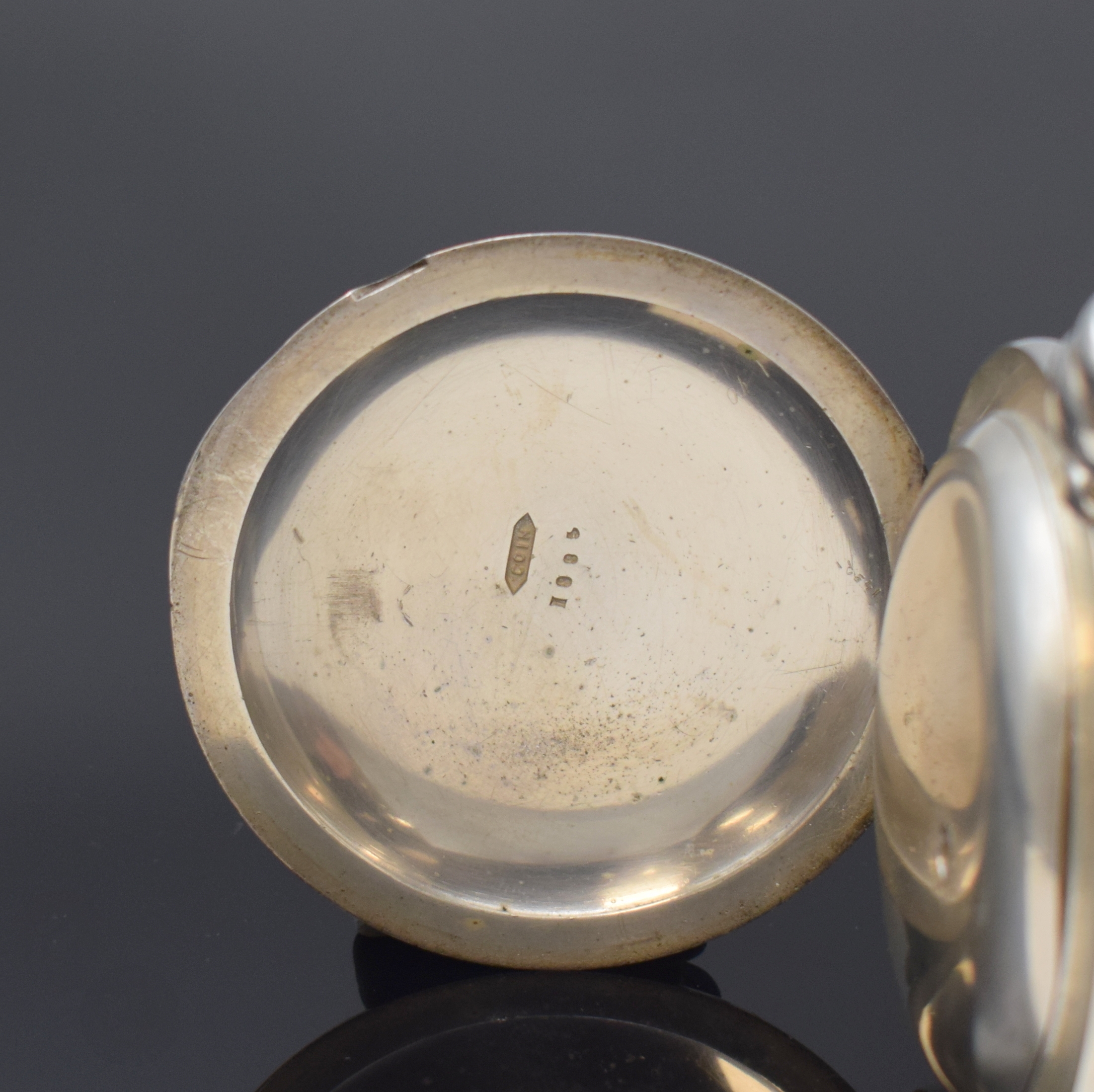 Detail c: ROCKFORD WATCH CO Illinois sehr schwere und große Savonette in Silber, USA um 1880, Schlüsselaufzug, glattes Geh. m. Goldscharnieren, ...