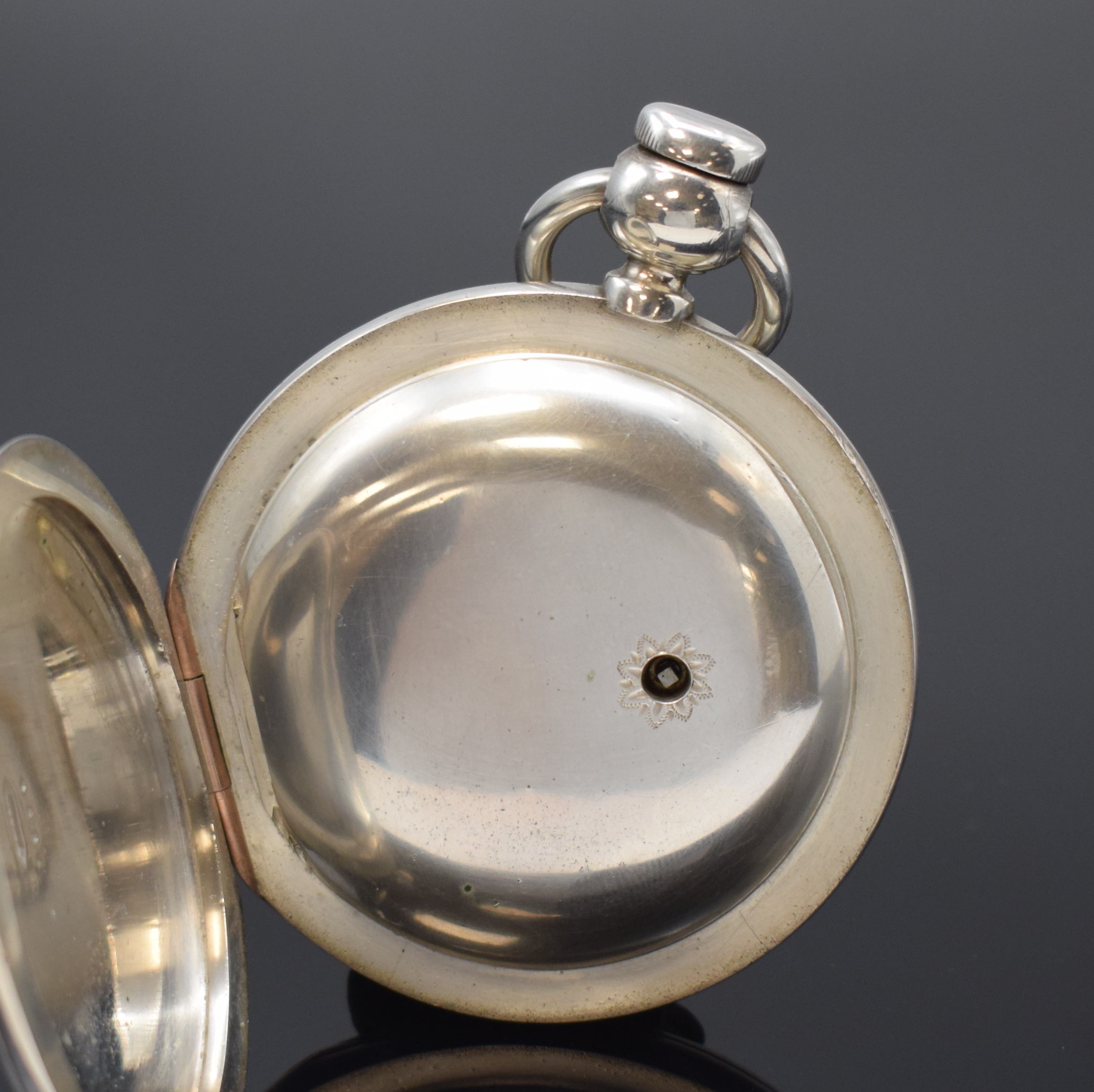 Detail d: ROCKFORD WATCH CO Illinois sehr schwere und große Savonette in Silber, USA um 1880, Schlüsselaufzug, glattes Geh. m. Goldscharnieren, ...