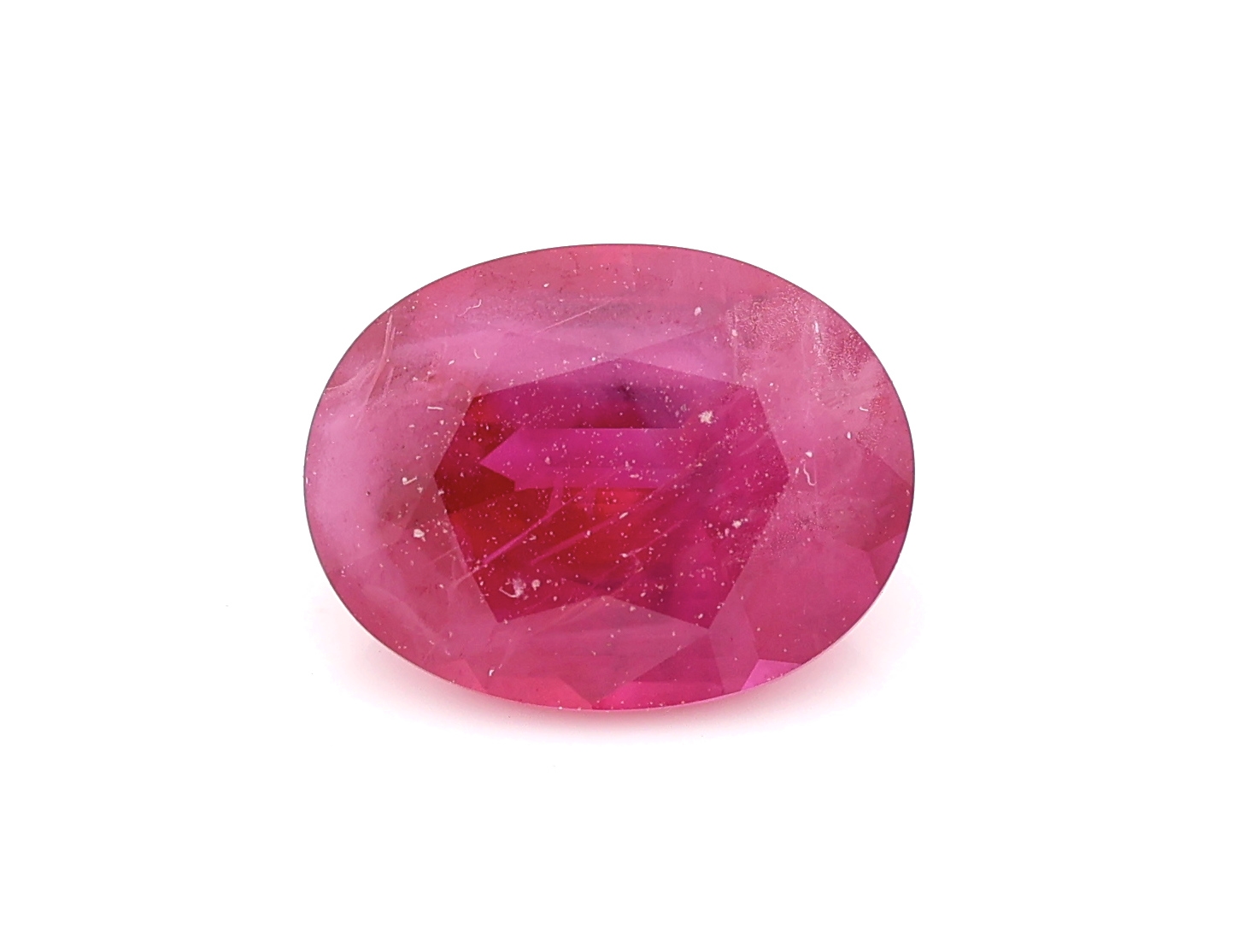 Loser Rubin, ca. 1.435 ct, ovalfacett., intense red, erhitzt, mit Bellerophon Gemlab Expertise