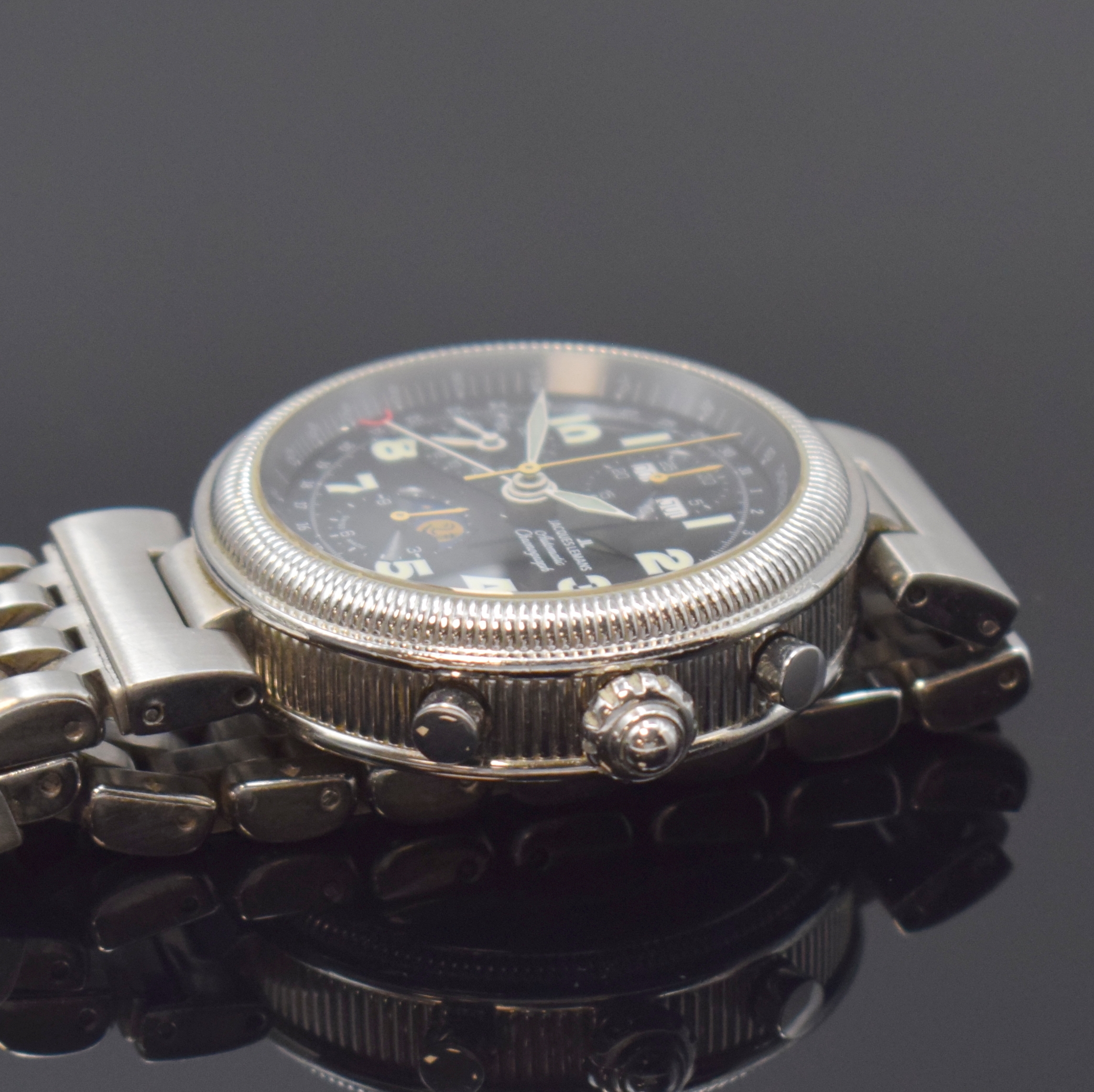 Detail b: JACQUES LEMANS Armbandchronograph mit Vollkalenderanzeige, Automatik, Schweiz um 2005, beids. vergl. Edelstahlgeh. inkl. Gliederband m. Faltschl., ...