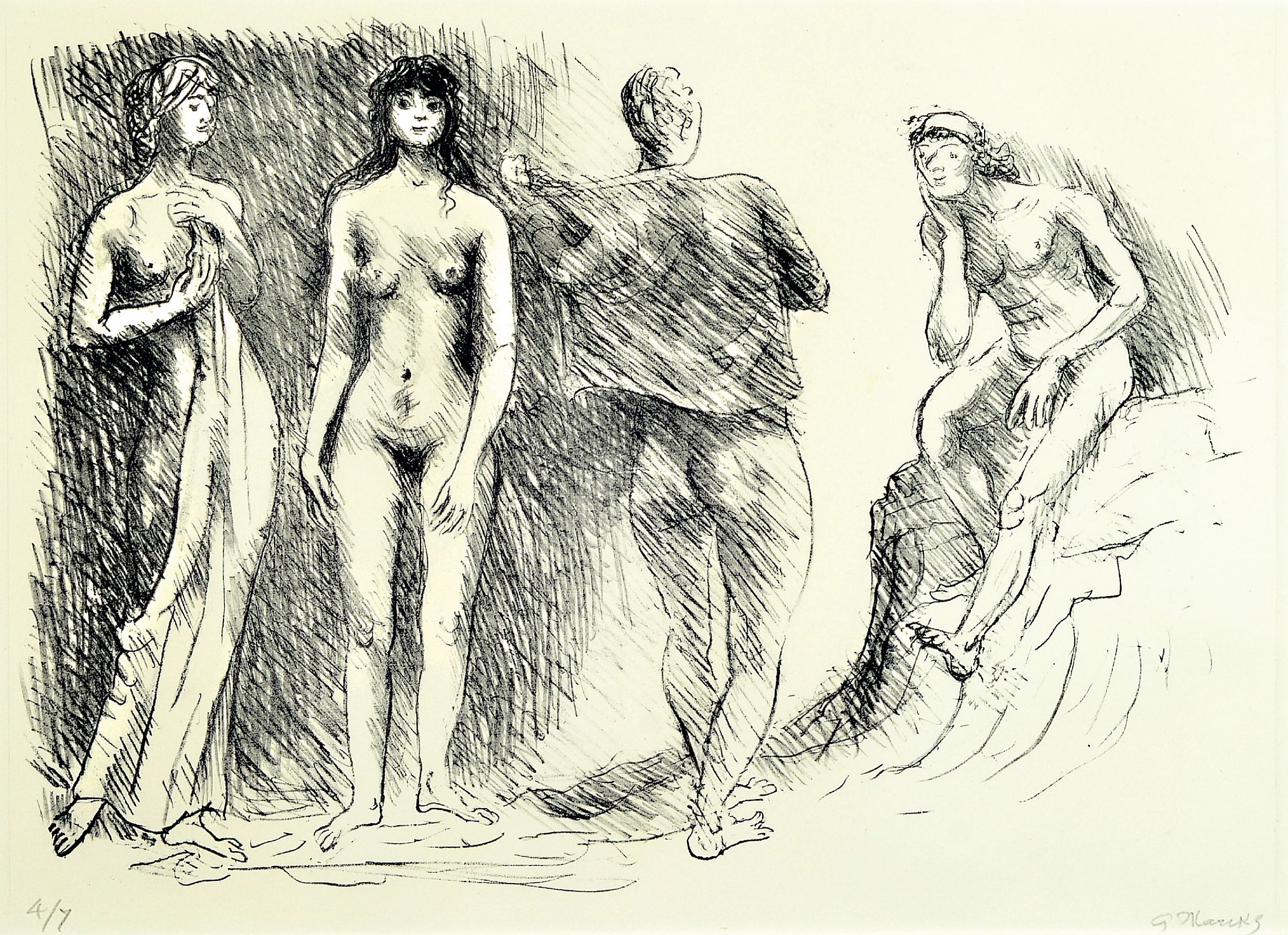 Image 26871054 - Gerhard Marcks, 1889-1981, Lithographie, ´Parisurteil´, 1978, Ed. 4/7, handsigniert, ...