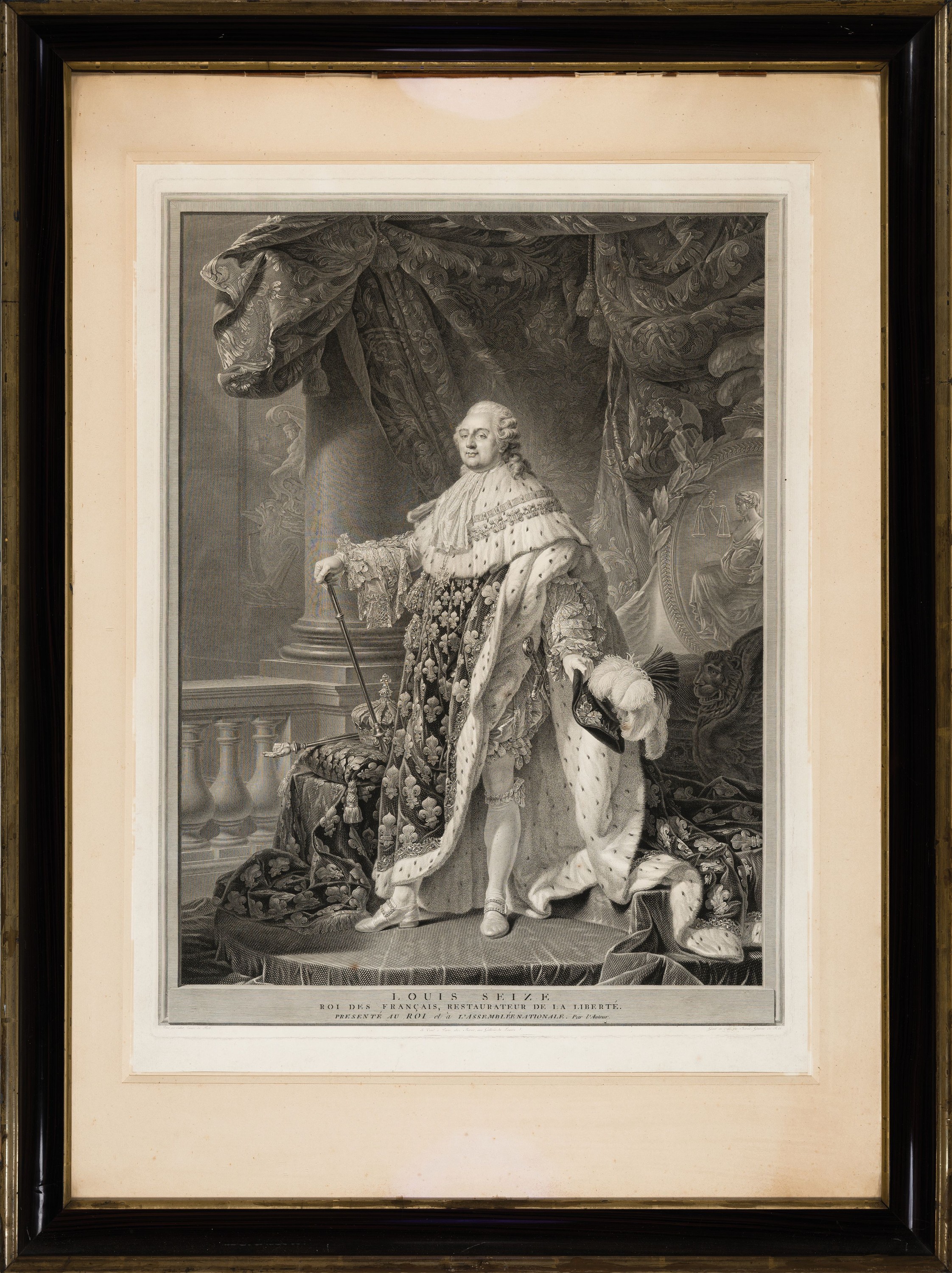 Detail k: Charles Clement Bervic, 1756-1822, Kupferstich nach einem Gemälde von Antoine Francois Callet, "Louis Seize Roi des Francais", 1790, unter ...