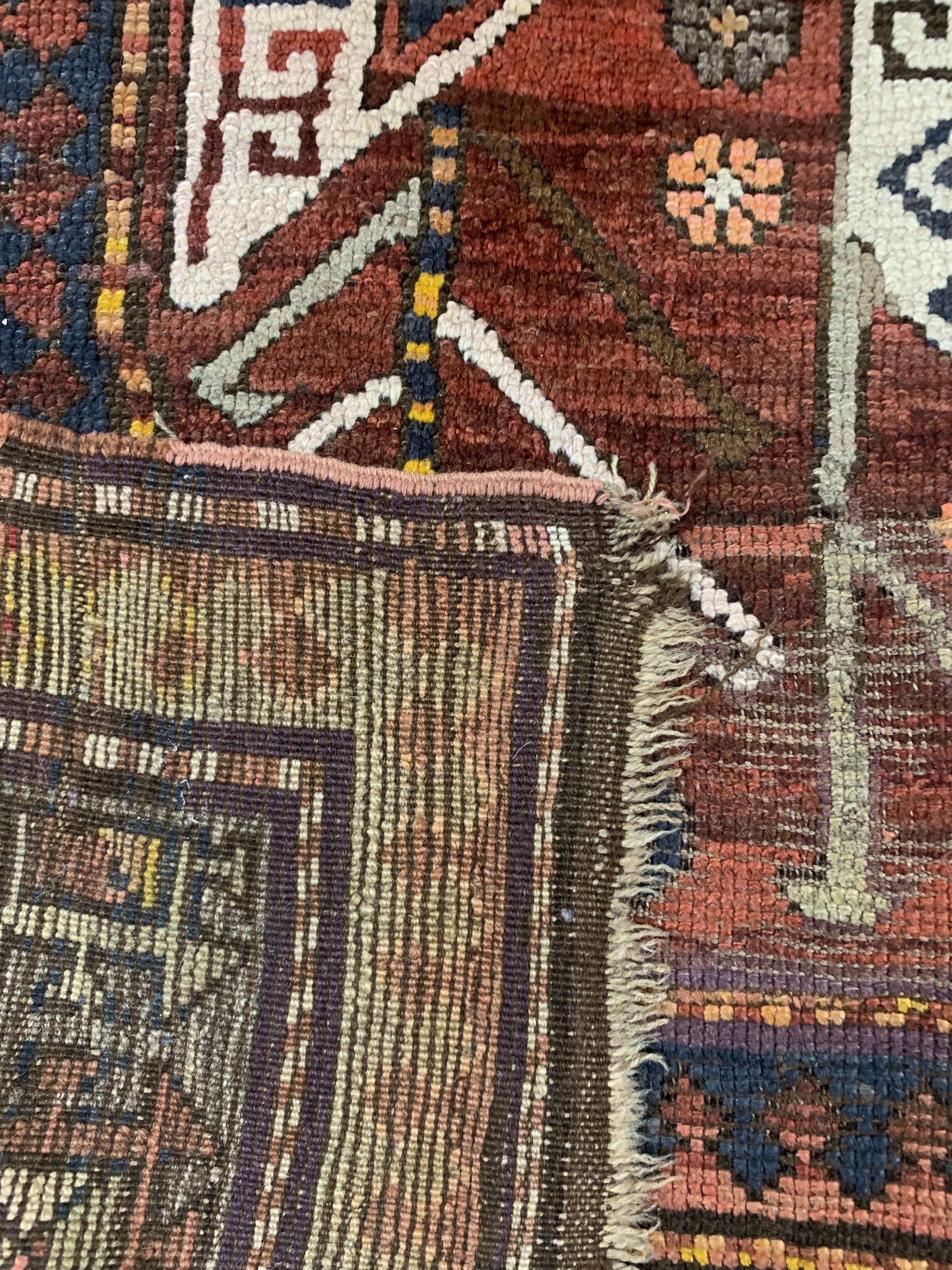 Detail f: Kazak antik, Kaukasus, datiert 1916 Jahre, Wolle auf Wolle, ca. 304 x 165 cm, EHZ:3-4, (alte Restaurierungen)