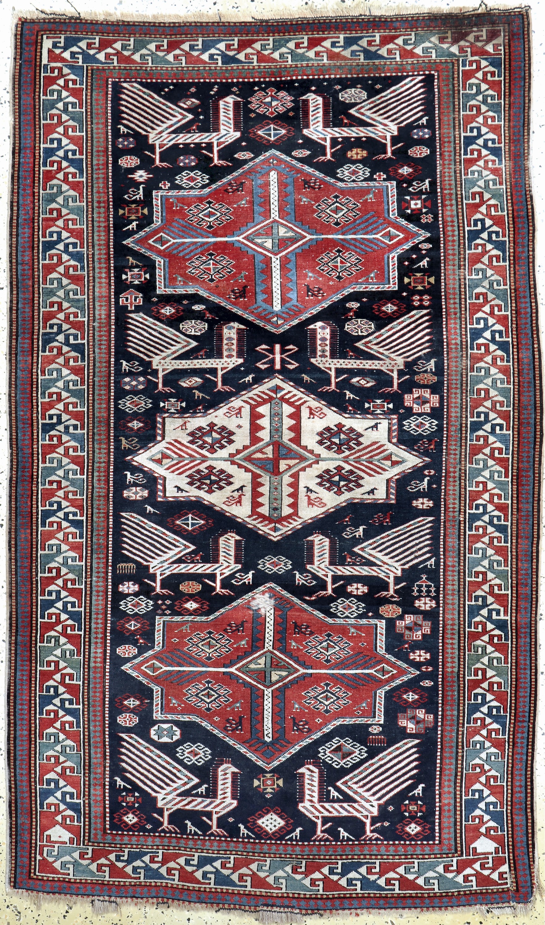 Antiker Schirwan, Kaukasus, um 1900, Wolle auf Wolle, ca. 200 x 120 cm, EHZ: 3