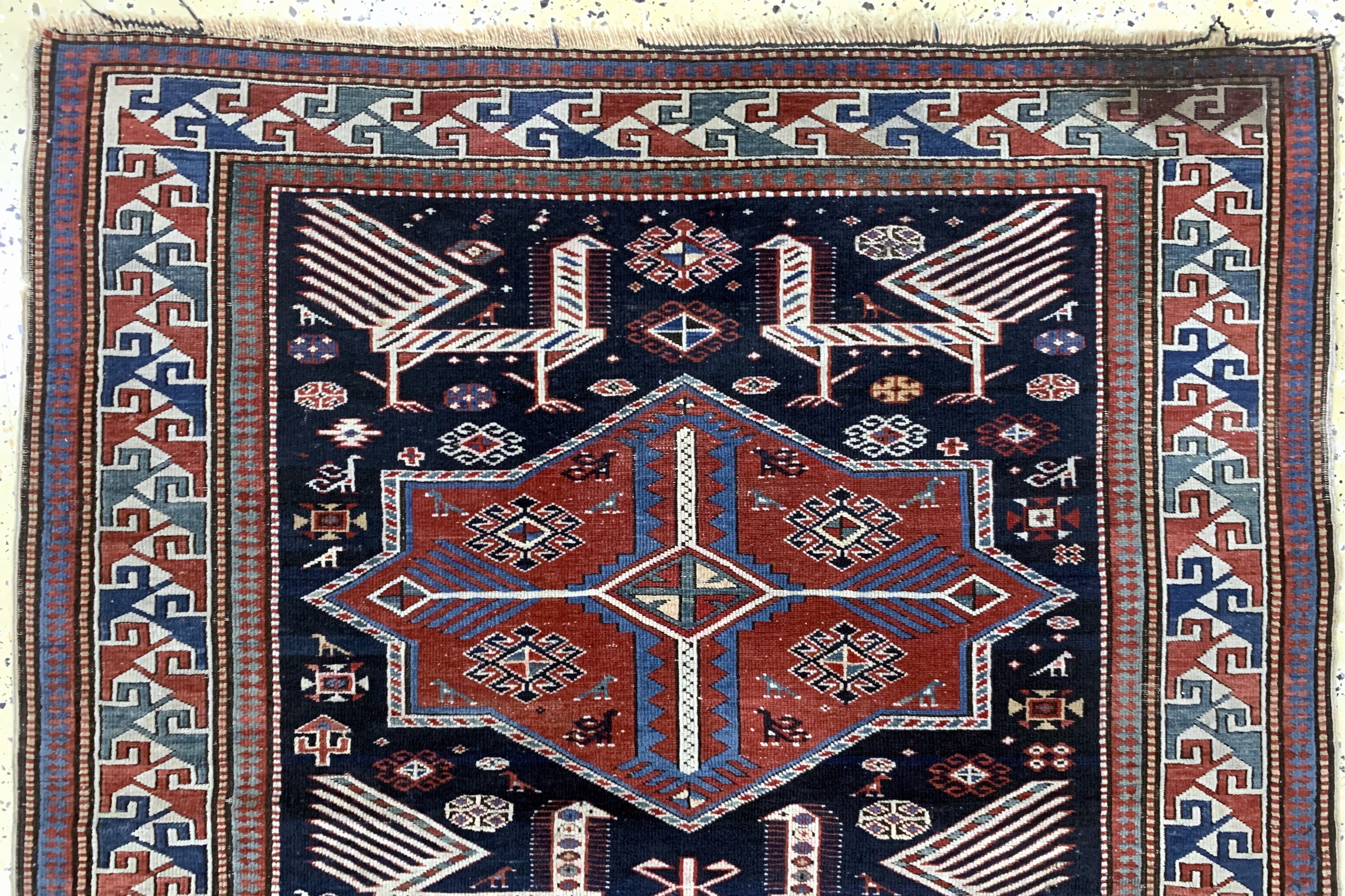 Detail a: Antiker Schirwan, Kaukasus, um 1900, Wolle auf Wolle, ca. 200 x 120 cm, EHZ: 3