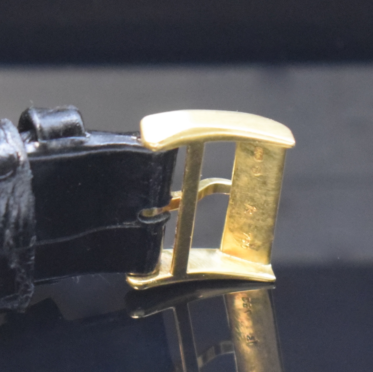 Detail c: A. LANGE & SÖHNE Armbanduhr Saxonia in GG 750/000 Referenz 105.021, Handaufzug, beids. vergl. Geh. inkl. Lederband m. orig. GG 750/000 Dornschl., ...
