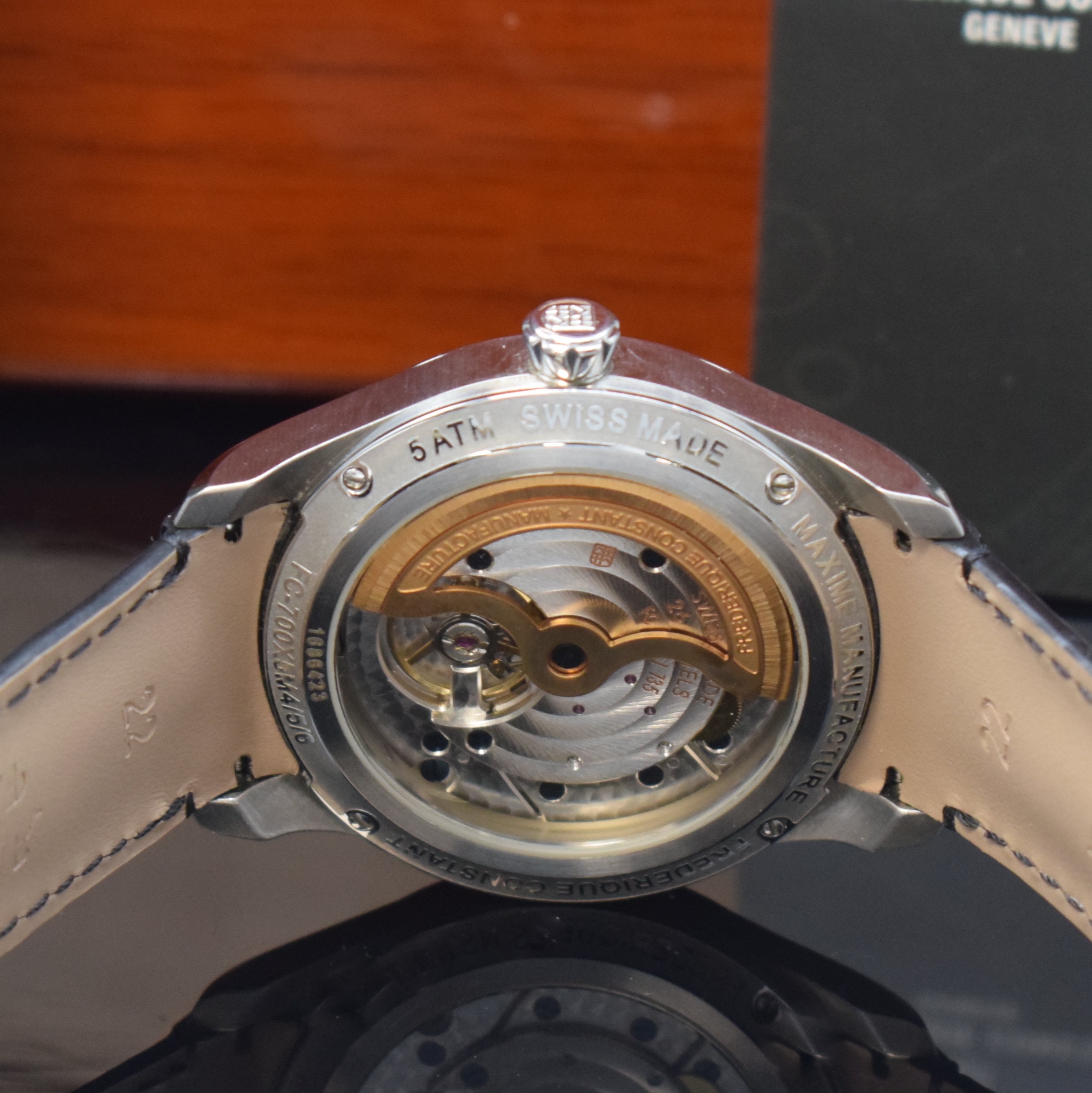 Detail d: FREDERIQUE CONSTANT Herrenarmbanduhr Maxime Manufacture Referenz FC-700X5M4/5/6, Automatik, Edelstahlgeh. inkl orig. Lederband m. orig. Faltschl., ...