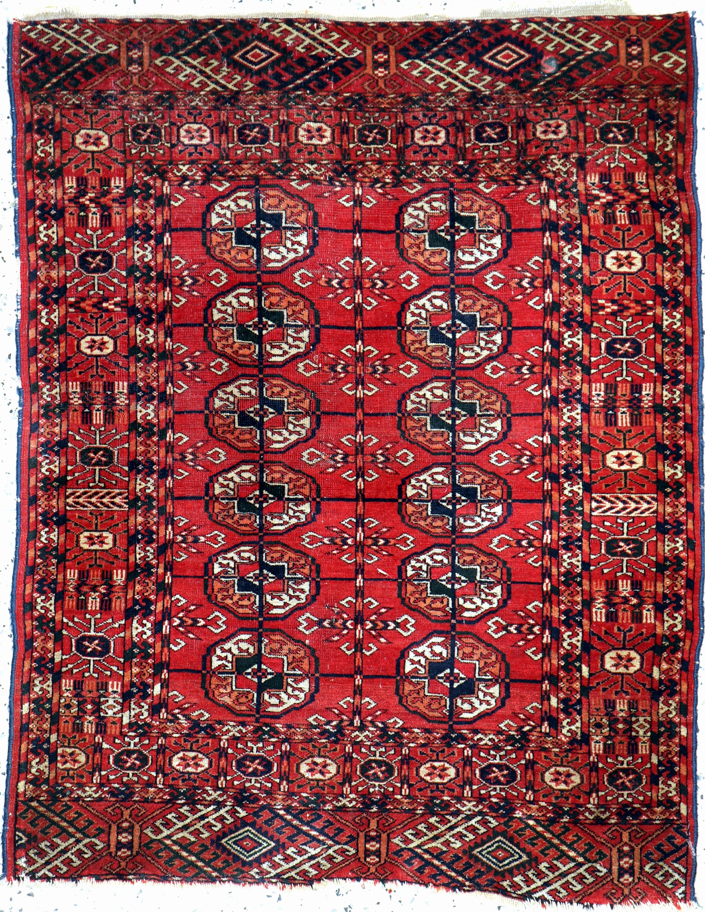 Herdteppich antik, Turkmenistan, um 1900, Wolle auf Wolle, ca. 110 x 90 cm, EHZ: 3