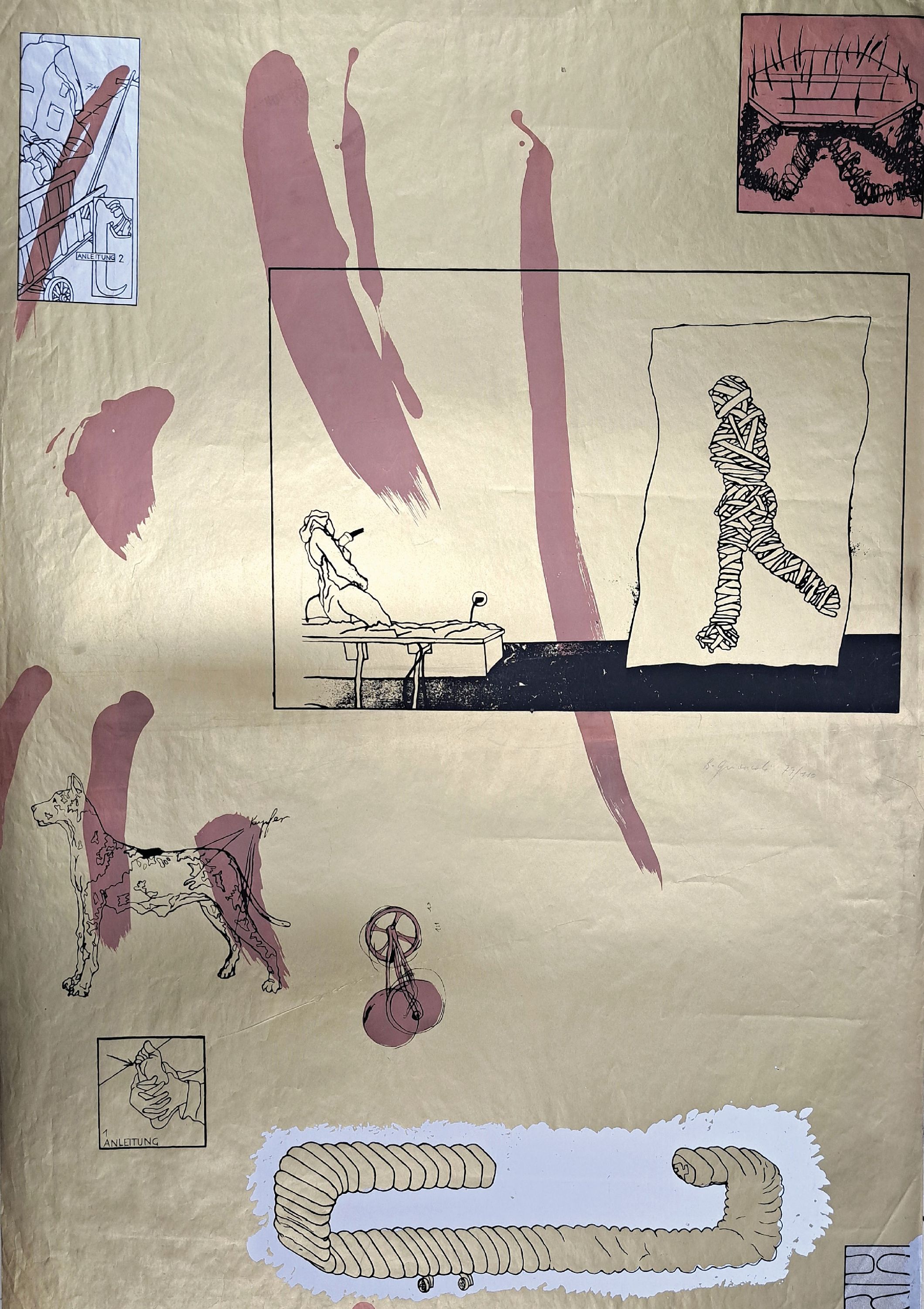 Bruno Gironcoli, 1936-2010, Farbserigraphie,ohne Titel, Ed. 74/110, handsigniert, 100x70 cm, ungerahnmt
