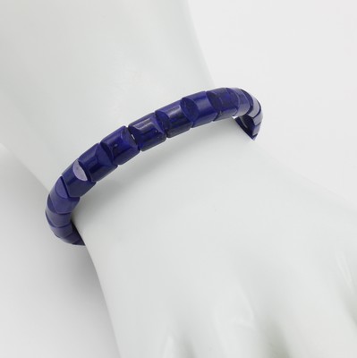 26871023a - Flexibles Lapislazuliarmband, Lapiscarrées ca. 12x12 mm