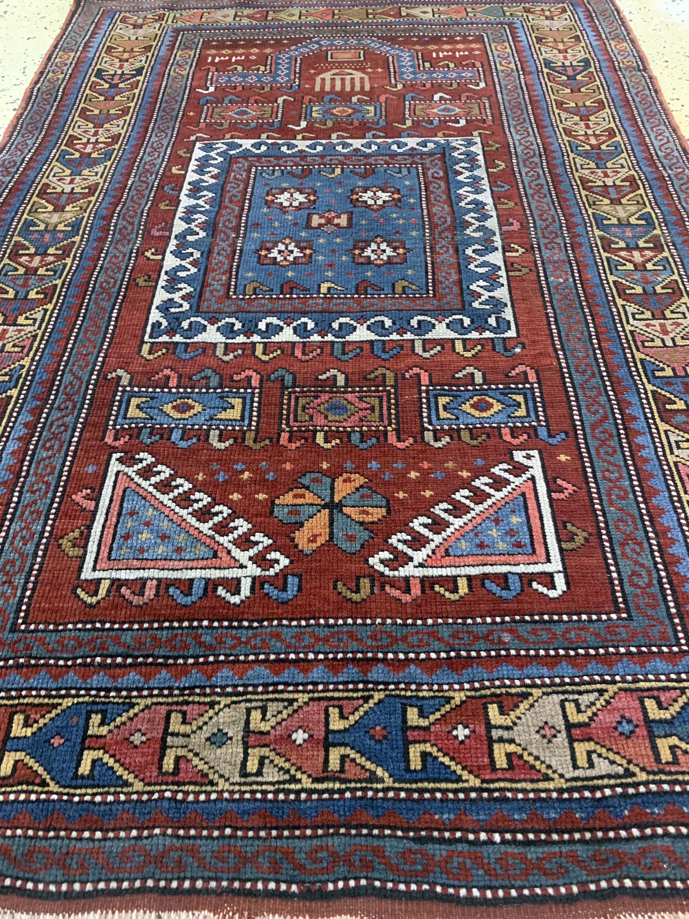 Detail d: Antiker"Fachalo"Kazak, Kaukasus, datiert 1330(1909), Wolle auf Wolle, ca. 140 x 95 cm, EHZ: 2, (gleichmäßig dünn)