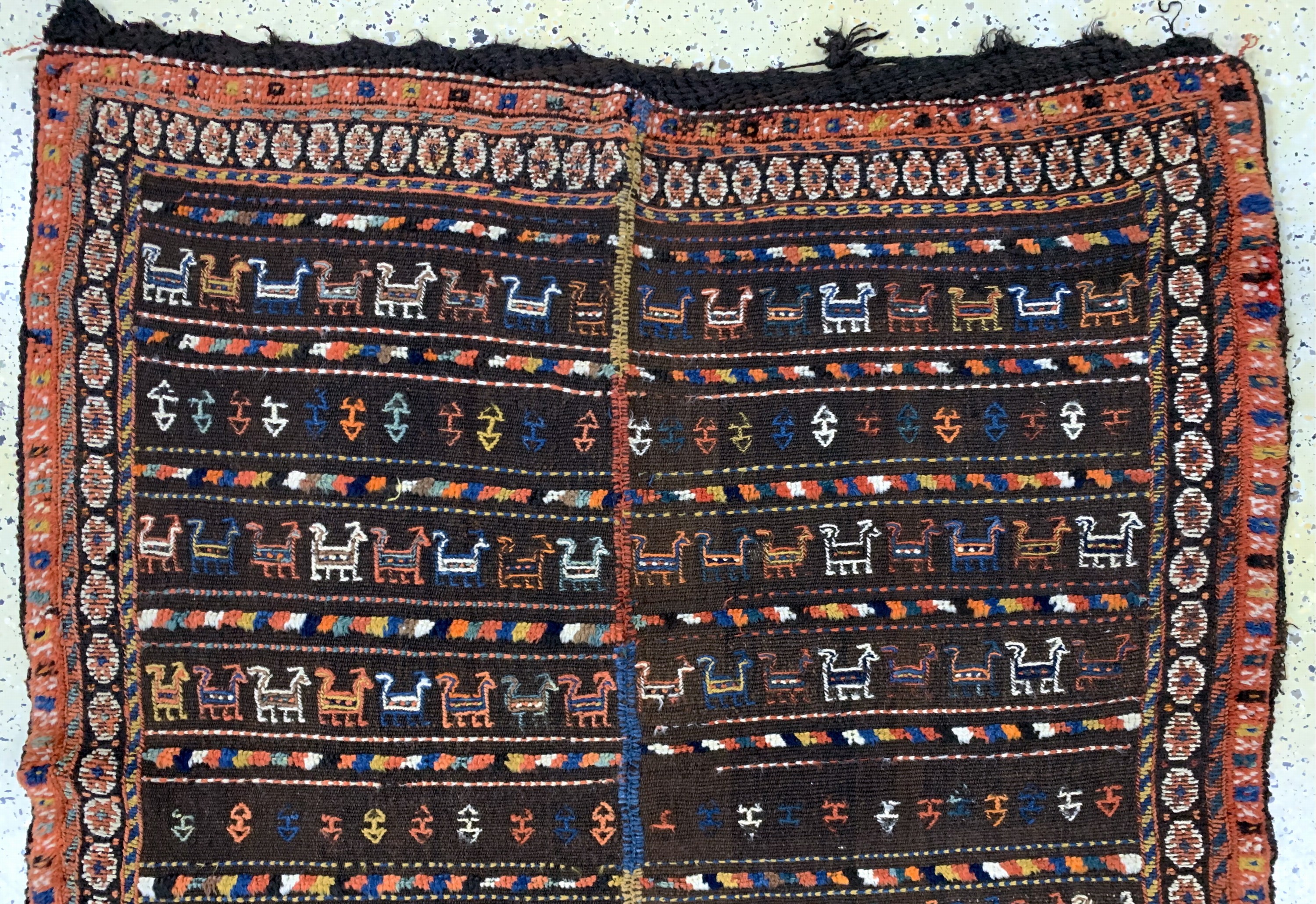 Detail a: Antiker Shahsawan Decke, Persien, um 1900, Wolle auf Wolle, ca. 135 x 130 cm, EHZ: 2(2 Bahnig).