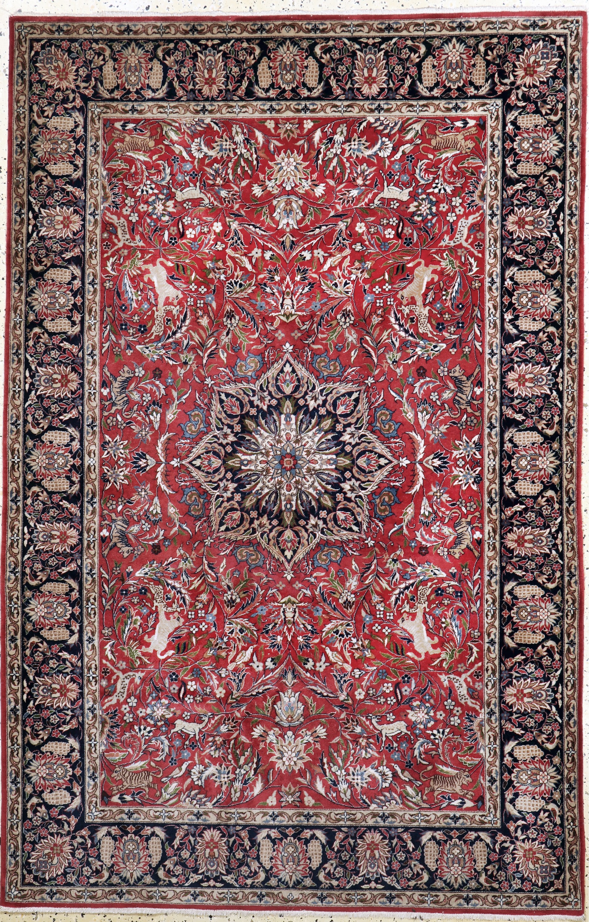 Esfahan fein, China, Ende 20.Jhd, Korkwolleauf Seide, ca. 196 x 128 cm, ca. 1,0 Mio. Kn/qm, EHZ: 2