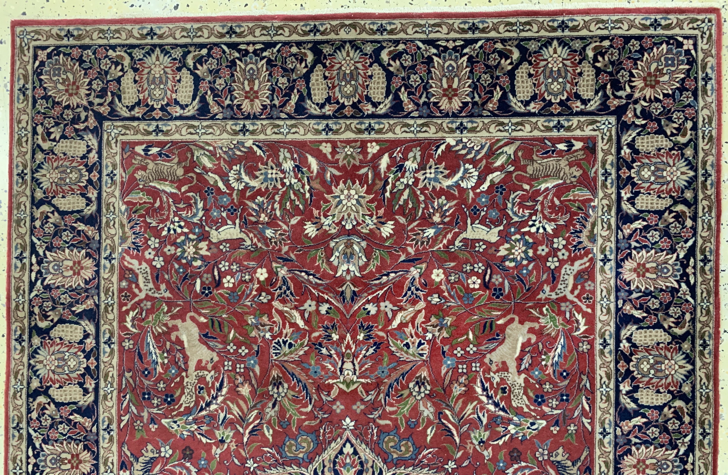 Detail a: Esfahan fein, China, Ende 20.Jhd, Korkwolleauf Seide, ca. 196 x 128 cm, ca. 1,0 Mio. Kn/qm, EHZ: 2